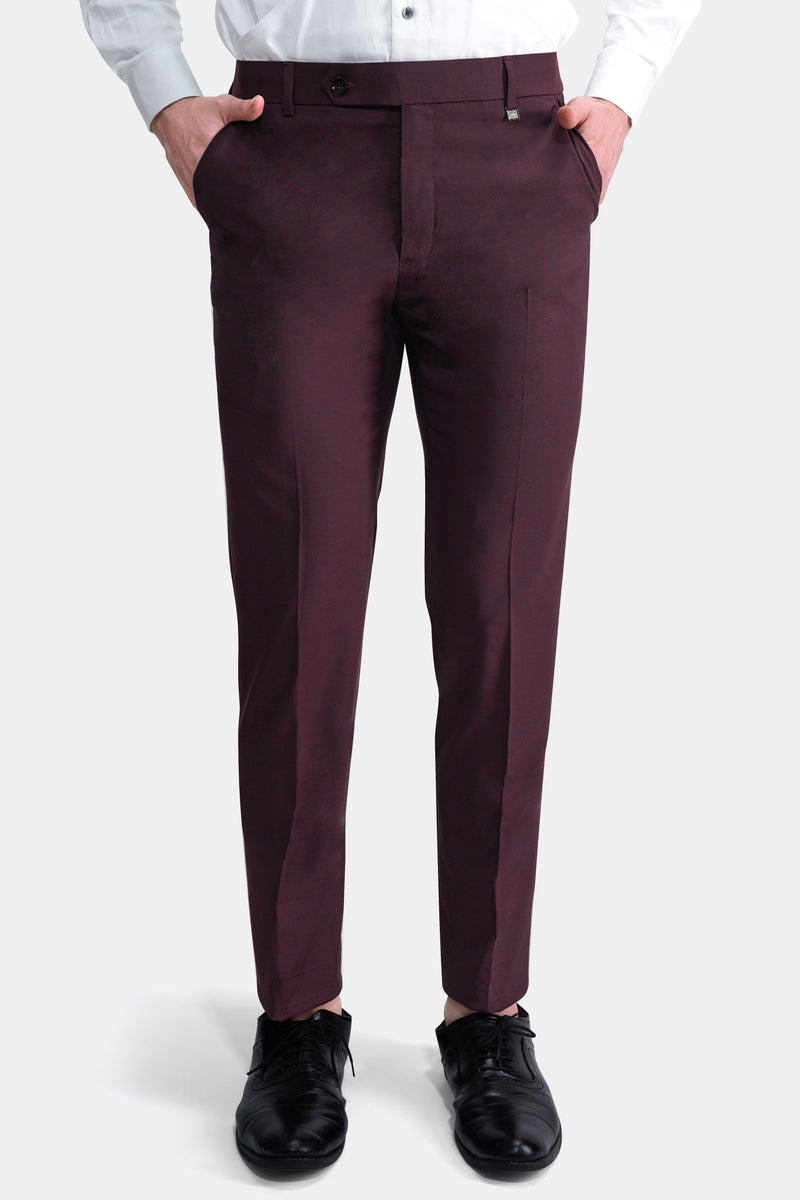 ASOS DESIGN skinny tuxedo pants in burgundy satin side stripe  ASOS