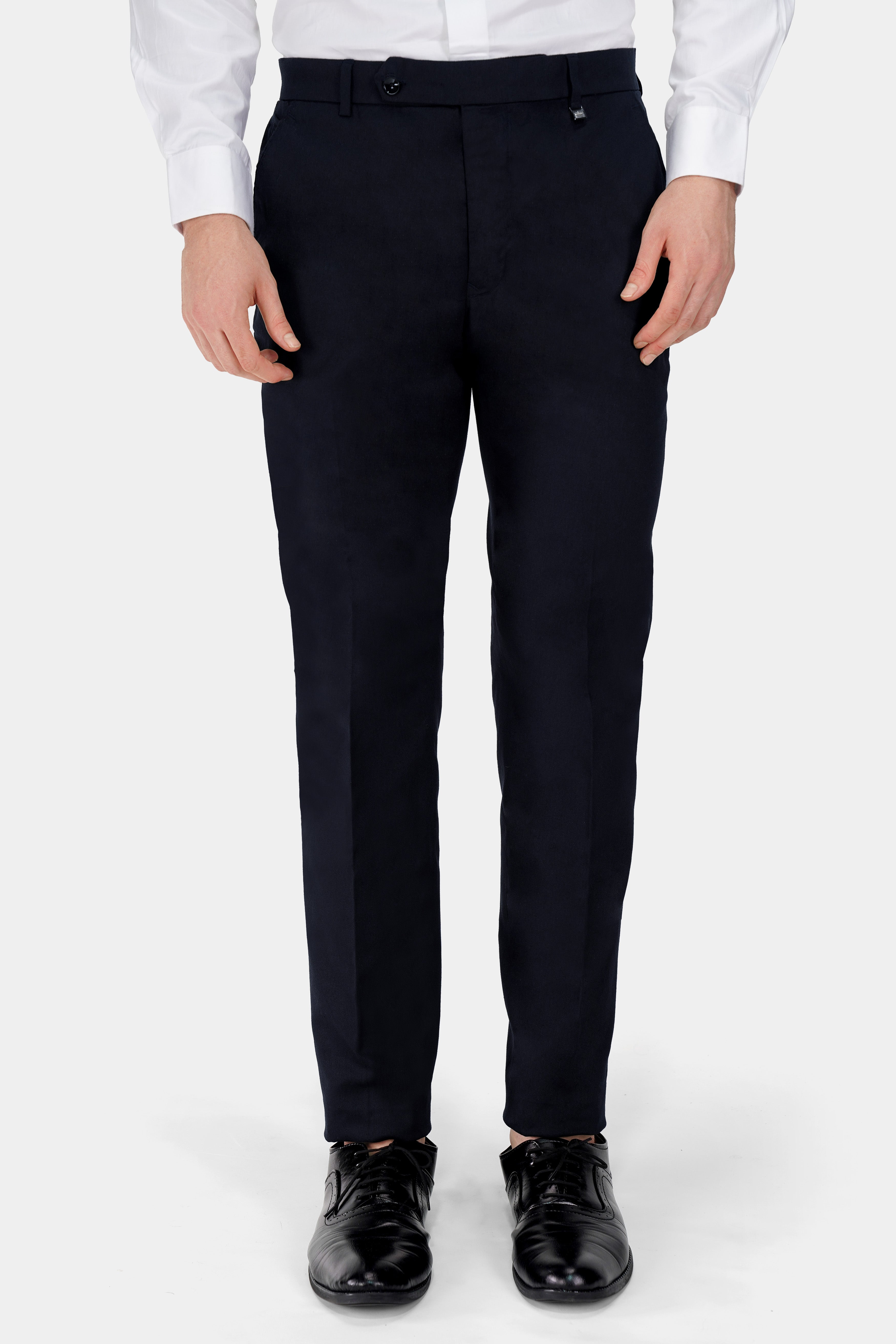 Buy Navy blue Solid Straight-Fit Cotton Pant Online in India -Beyoung
