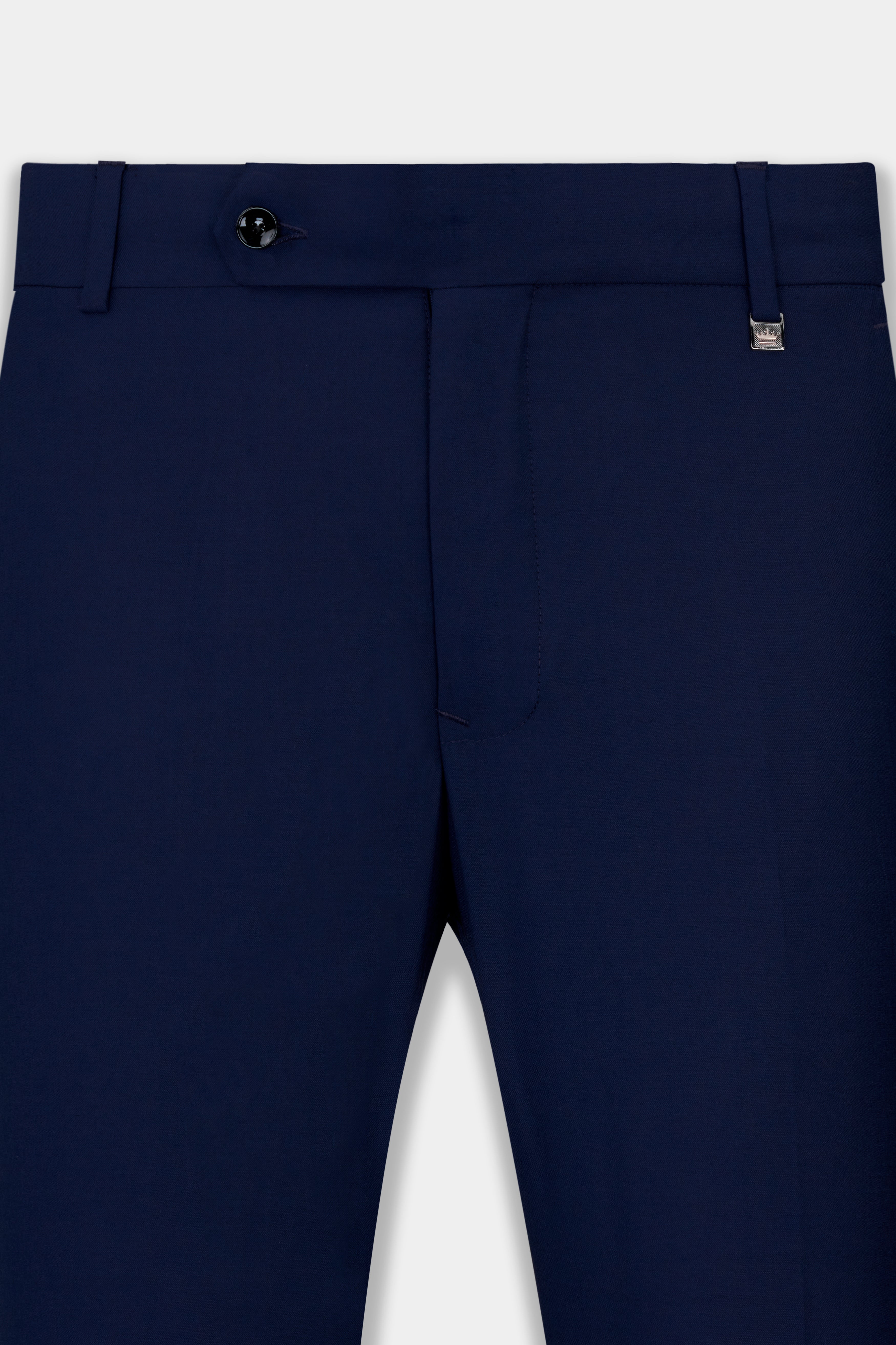 Ebony Clay Blue Textured Premium Wool-Blend Pant For Men