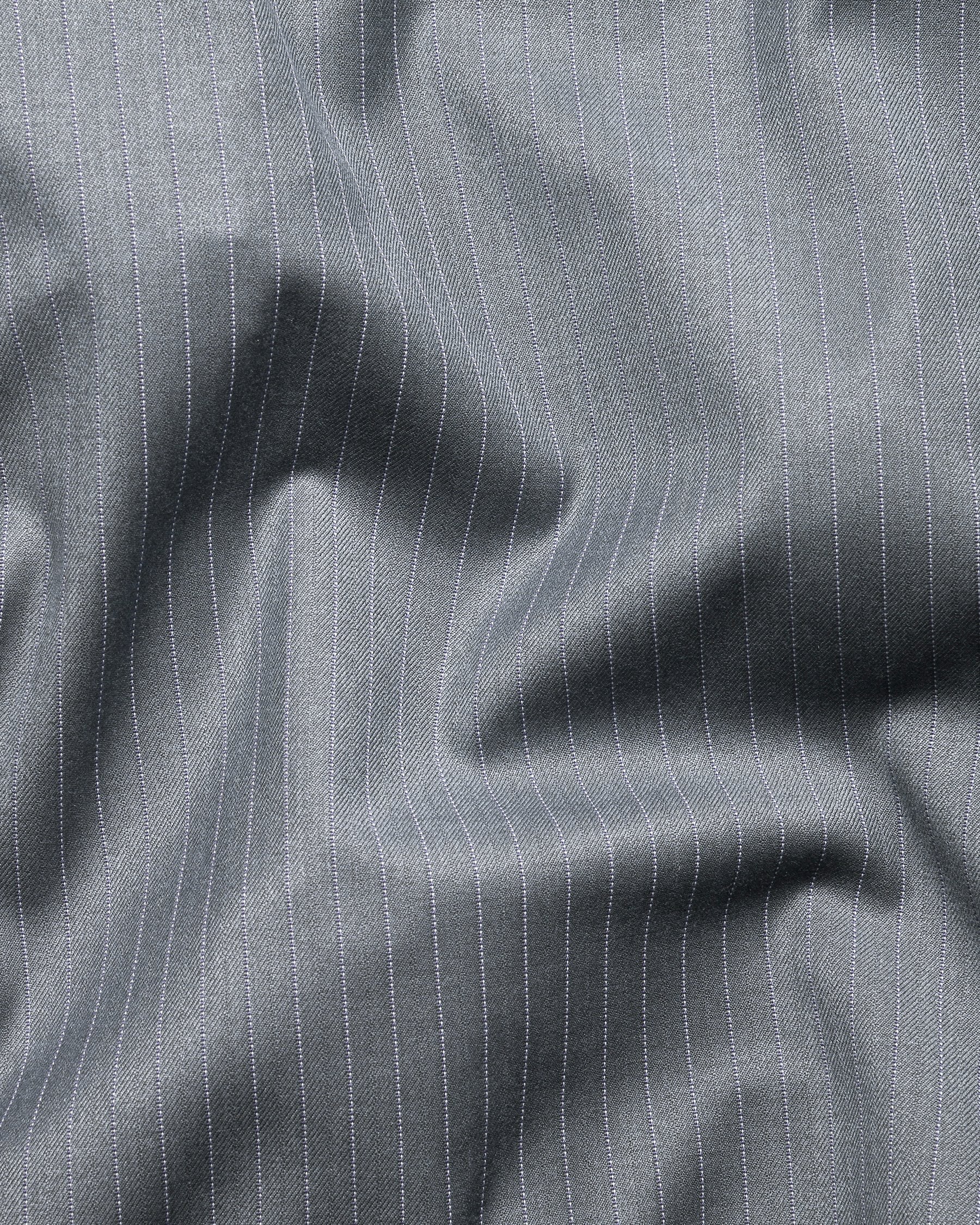 Hemsworth Metal Grey Striped Wool Blend Pant