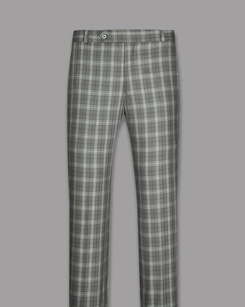 Buy Dark Grey Plaid Formal Pants For Men Online In India