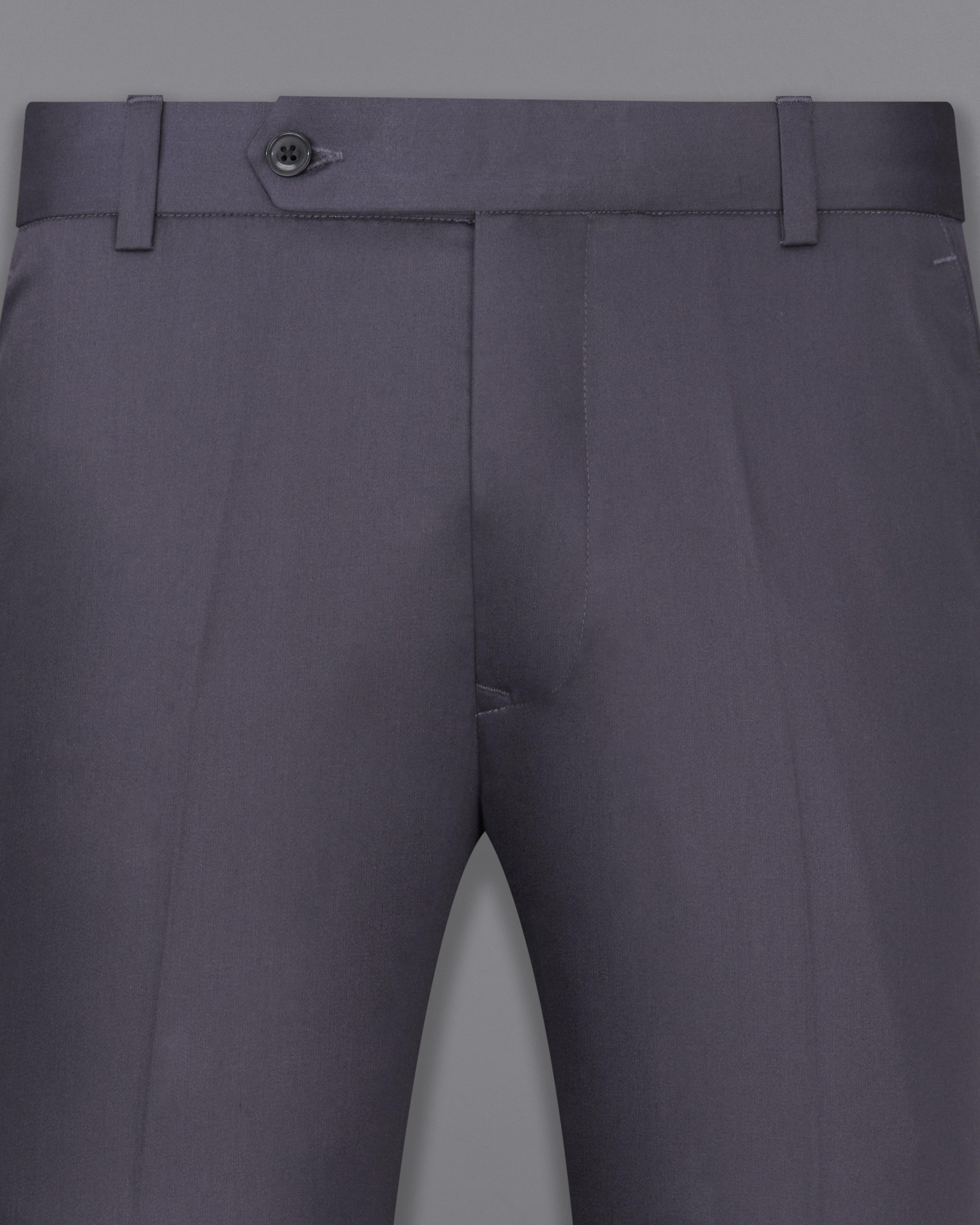 Porpoise Grey Plain-Solid Regular Fit Wool-Blend Pants For Men