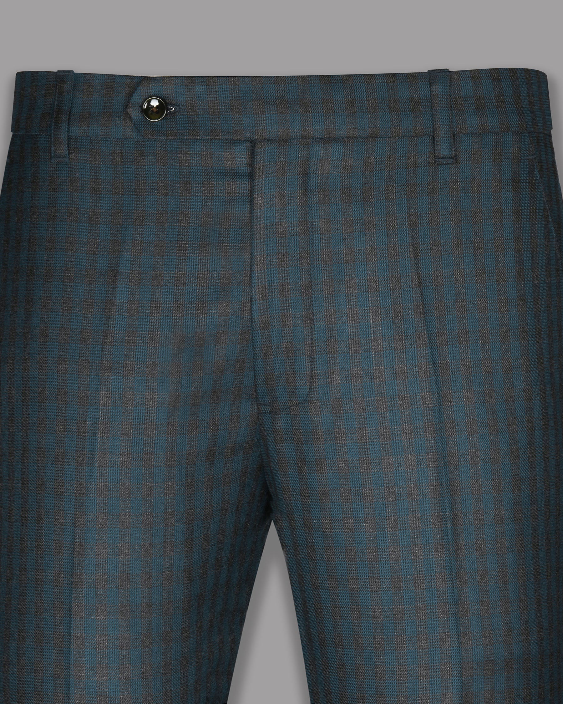 Charcoal with Sapphire Blue Checked Wool Blend Pant T628-34, T628-32, T628-30, T628-36, T628-42, T628-40, T628-44, T628-38, T628-28