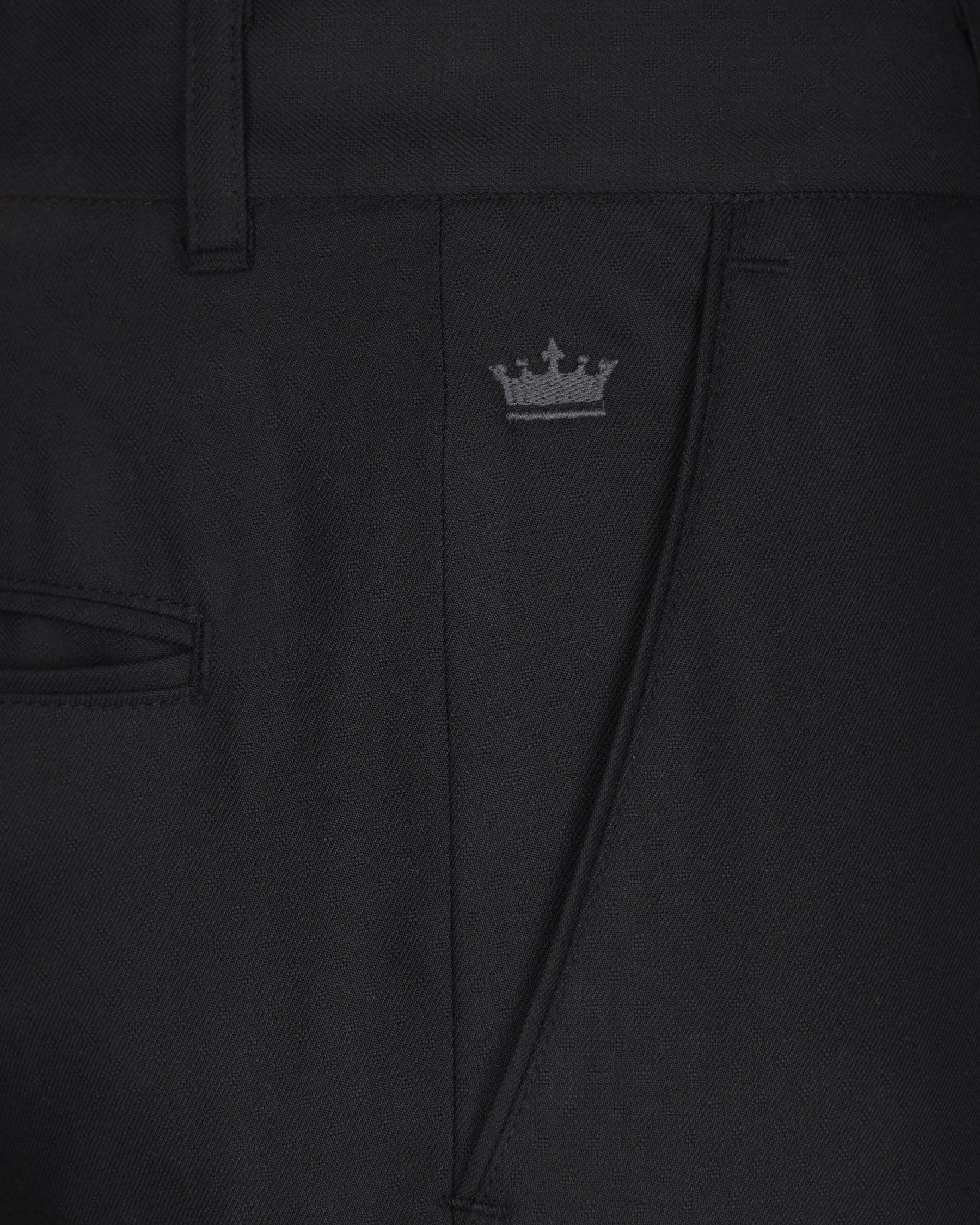 Jade Black Subtle Dobby Wool Rich Pant