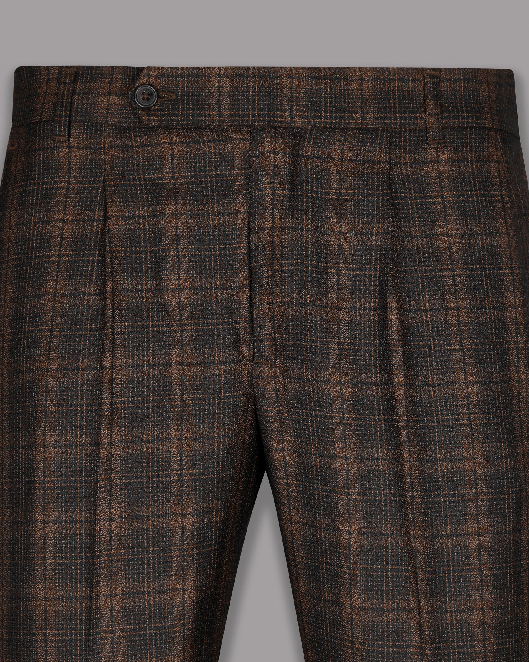 Brown Plaid Wool Blend Pant T772-P-28, T772-P-30, T772-P-32, T772-P-34, T772-P-36, T772-P-38, T772-P-40, T772-P-42, T772-P-44