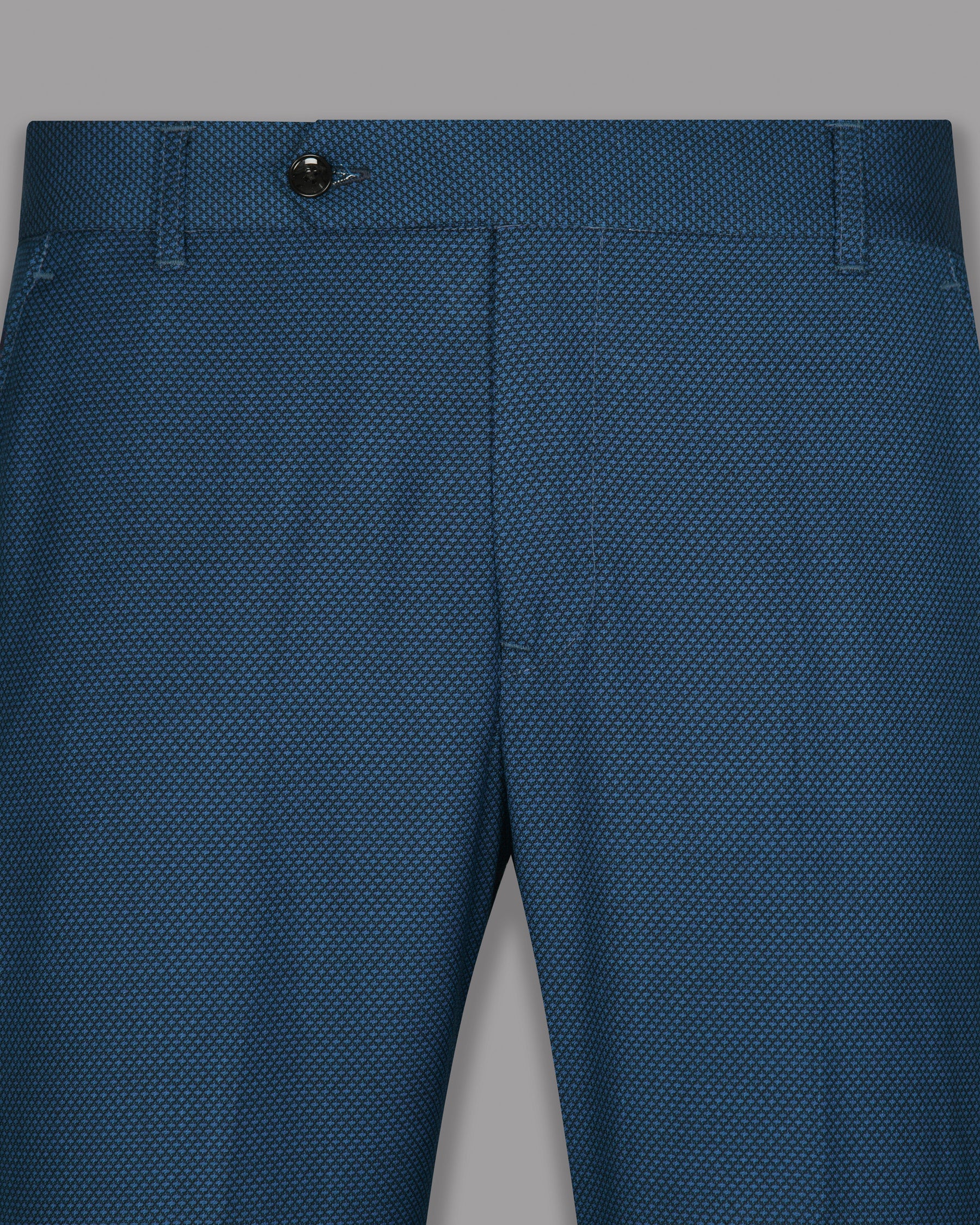 Yale Blue Subtle Diamond Textured Wool-Silk blend Pant T915-32, T915-34, T915-36, T915-42, T915-30, T915-38, T915-44, T915-28, T915-40