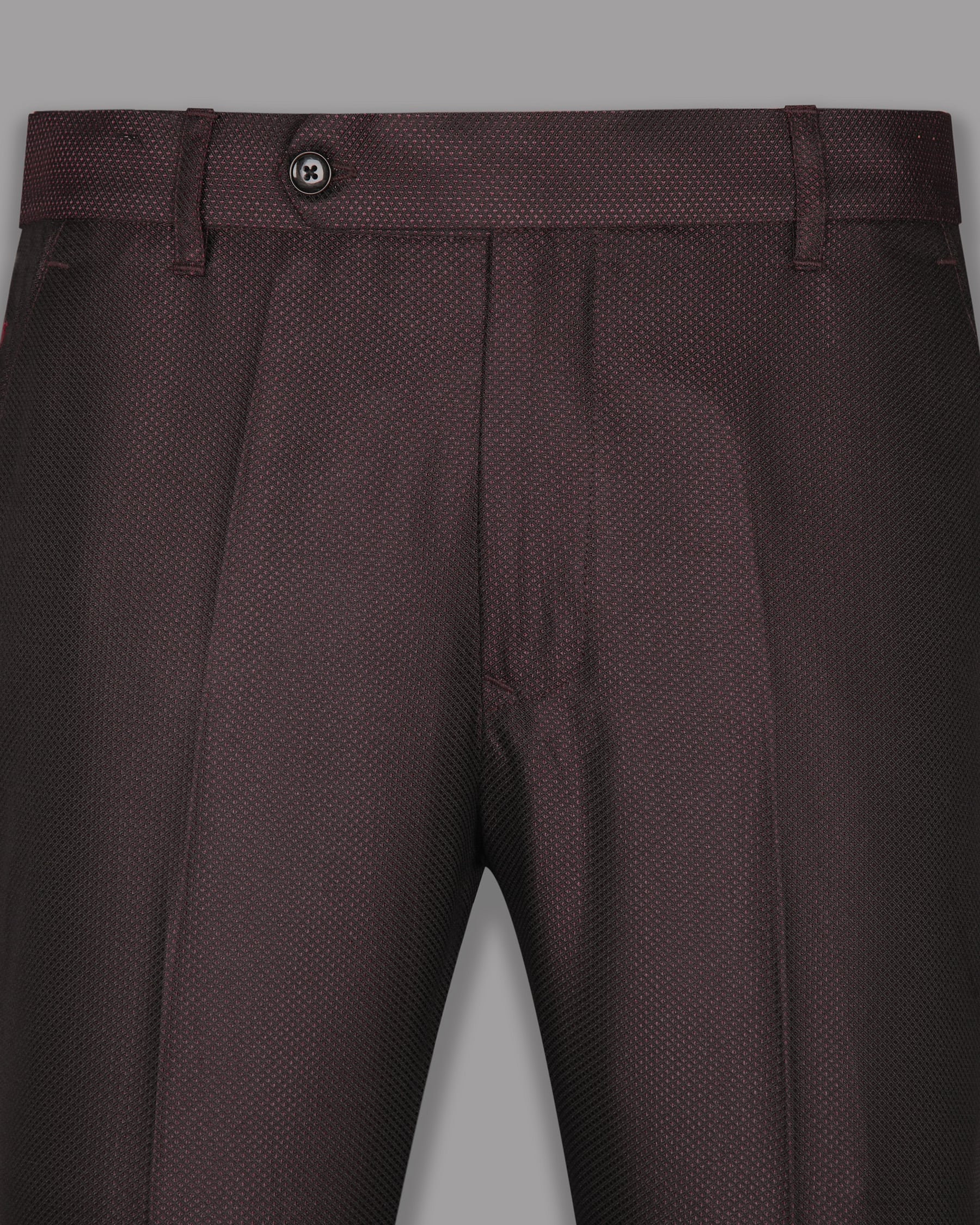 Burgundy Subtle Diamond Textured Wool-Silk Blend Pant T944-36, T944-30, T944-38, T944-40, T944-42, T944-28, T944-32, T944-34, T944-44