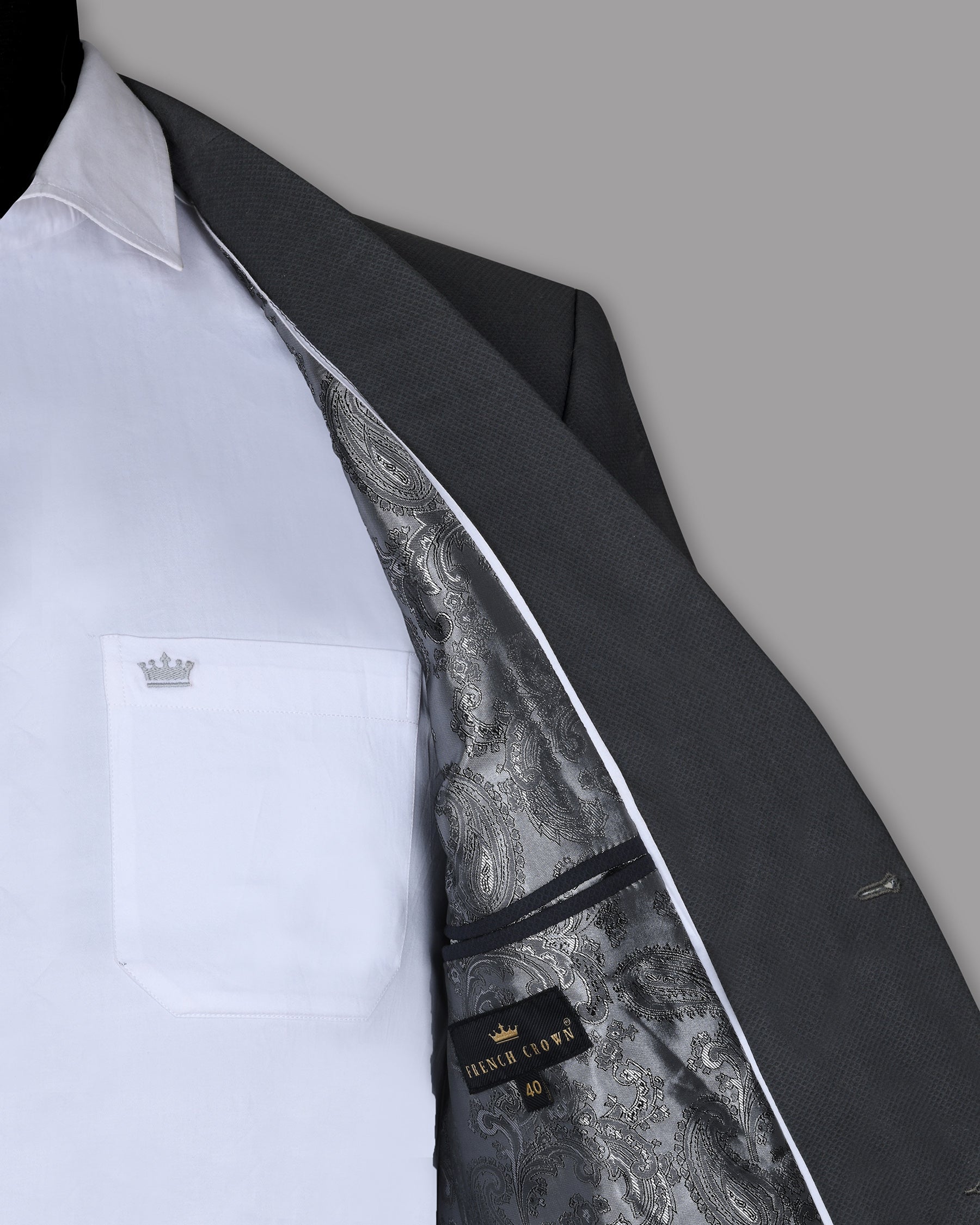 Grey Textured Cotton Trench Coat TCB04SB-36, TCB04SB-38, TCB04SB-40, TCB04SB-42, TCB04SB-44, TCB04SB-46, TCB04SB-48, TCB04SB-50, TCB04SB-52, TCB04SB-54, TCB04SB-56, TCB04SB-58, TCB04SB-60