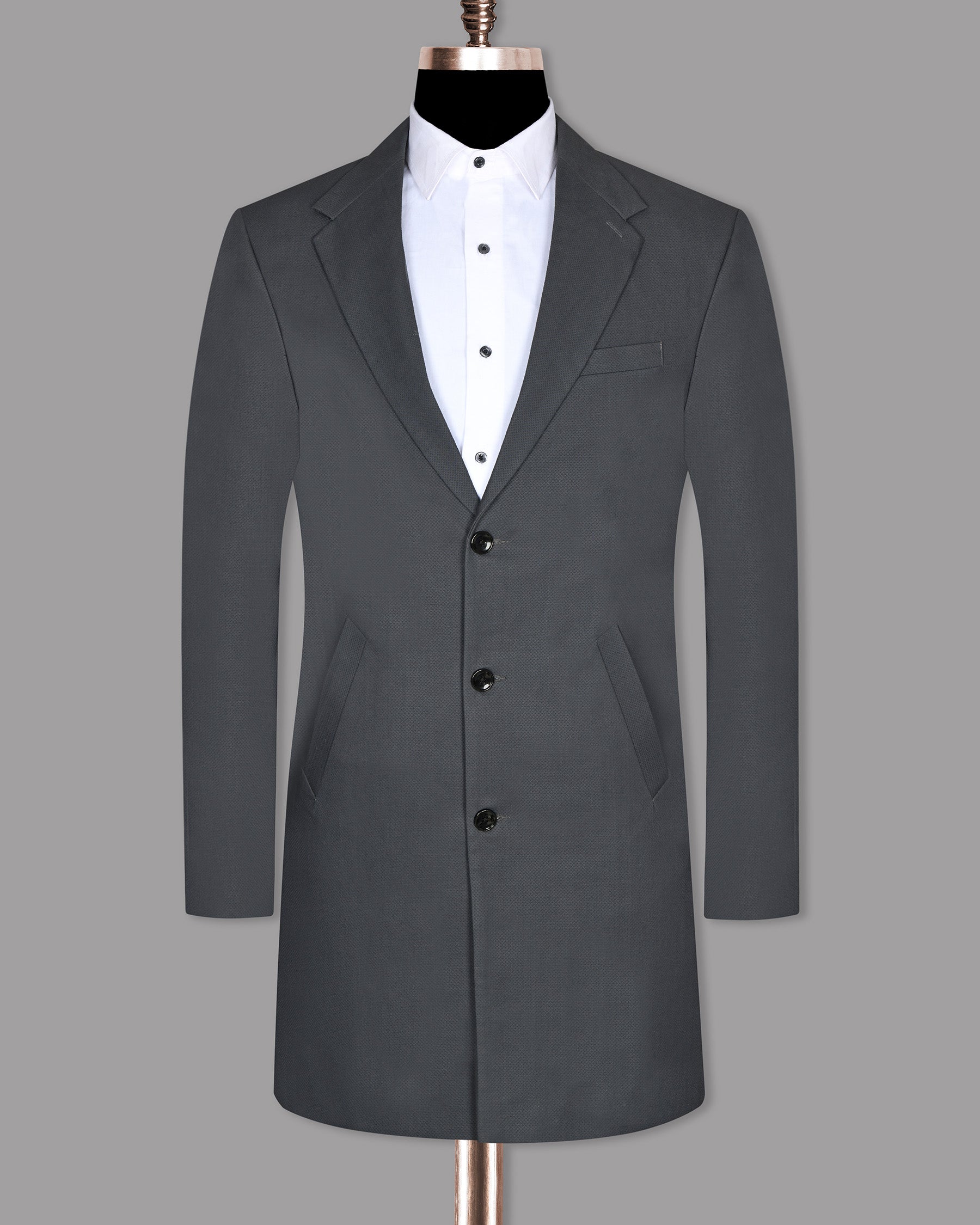 Grey Textured Cotton Trench Coat TCB04SB-36, TCB04SB-38, TCB04SB-40, TCB04SB-42, TCB04SB-44, TCB04SB-46, TCB04SB-48, TCB04SB-50, TCB04SB-52, TCB04SB-54, TCB04SB-56, TCB04SB-58, TCB04SB-60