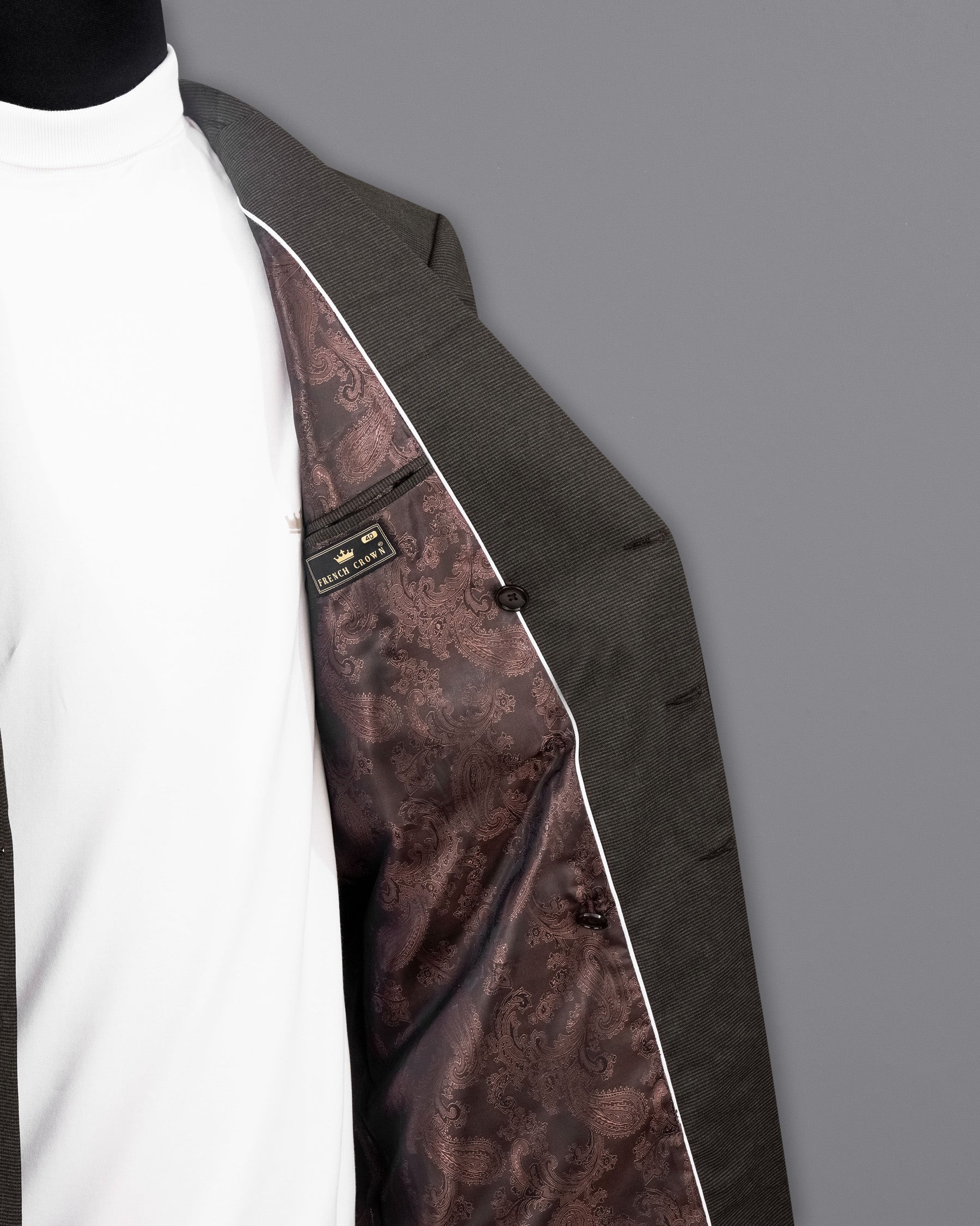 Acadia Grey Textured Premium Cotton Double-Breasted-Suits for Men.