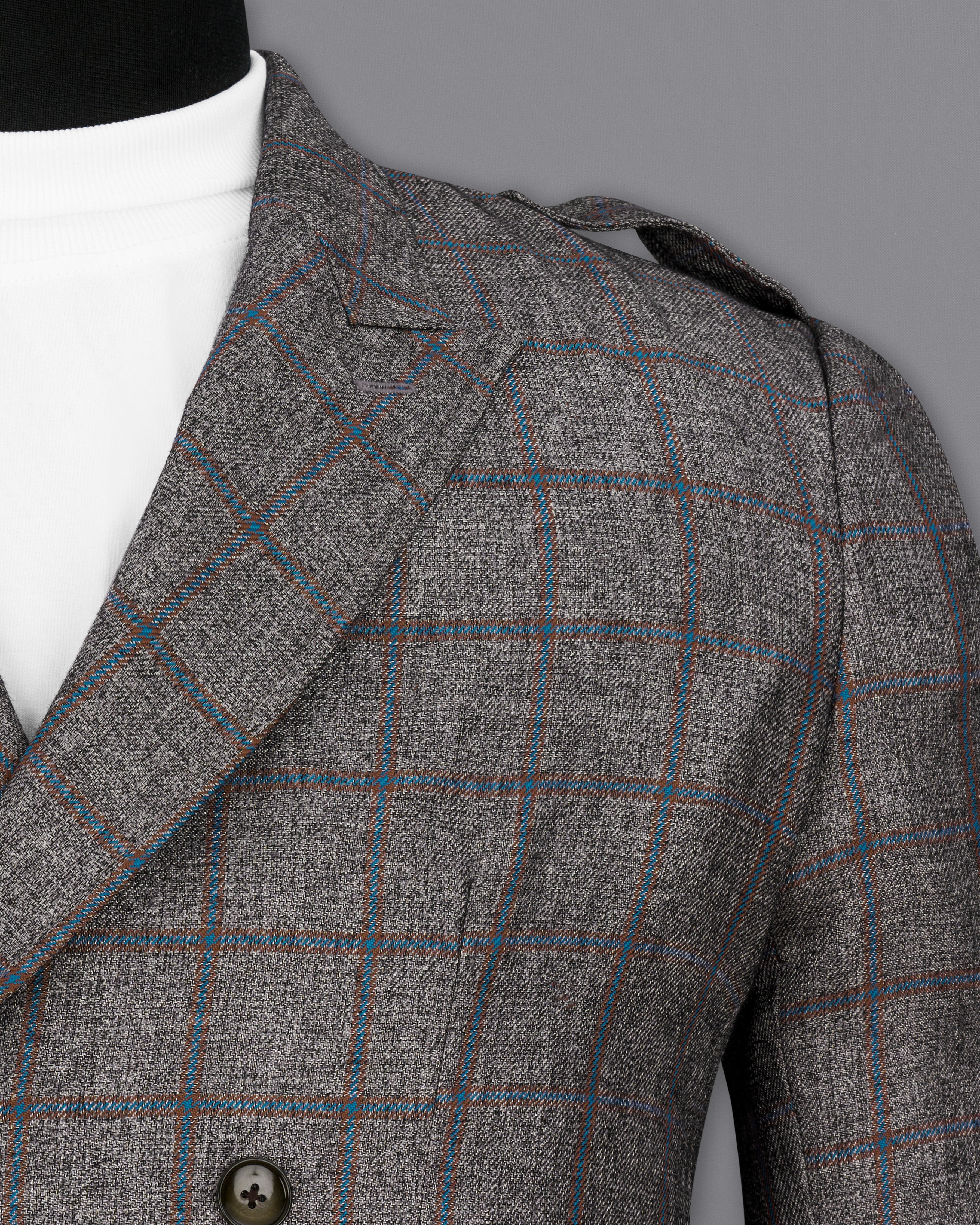 Fuscous Gray Windowpane Double Breasted Designer Trench Coat TCB2320-D202-36, TCB2320-D202-38, TCB2320-D202-40, TCB2320-D202-42, TCB2320-D202-44, TCB2320-D202-46, TCB2320-D202-48, TCB2320-D202-50, TCB2320-D202-52, TCB2320-D202-54, TCB2320-D202-56, TCB2320-D202-58, TCB2320-D202-60