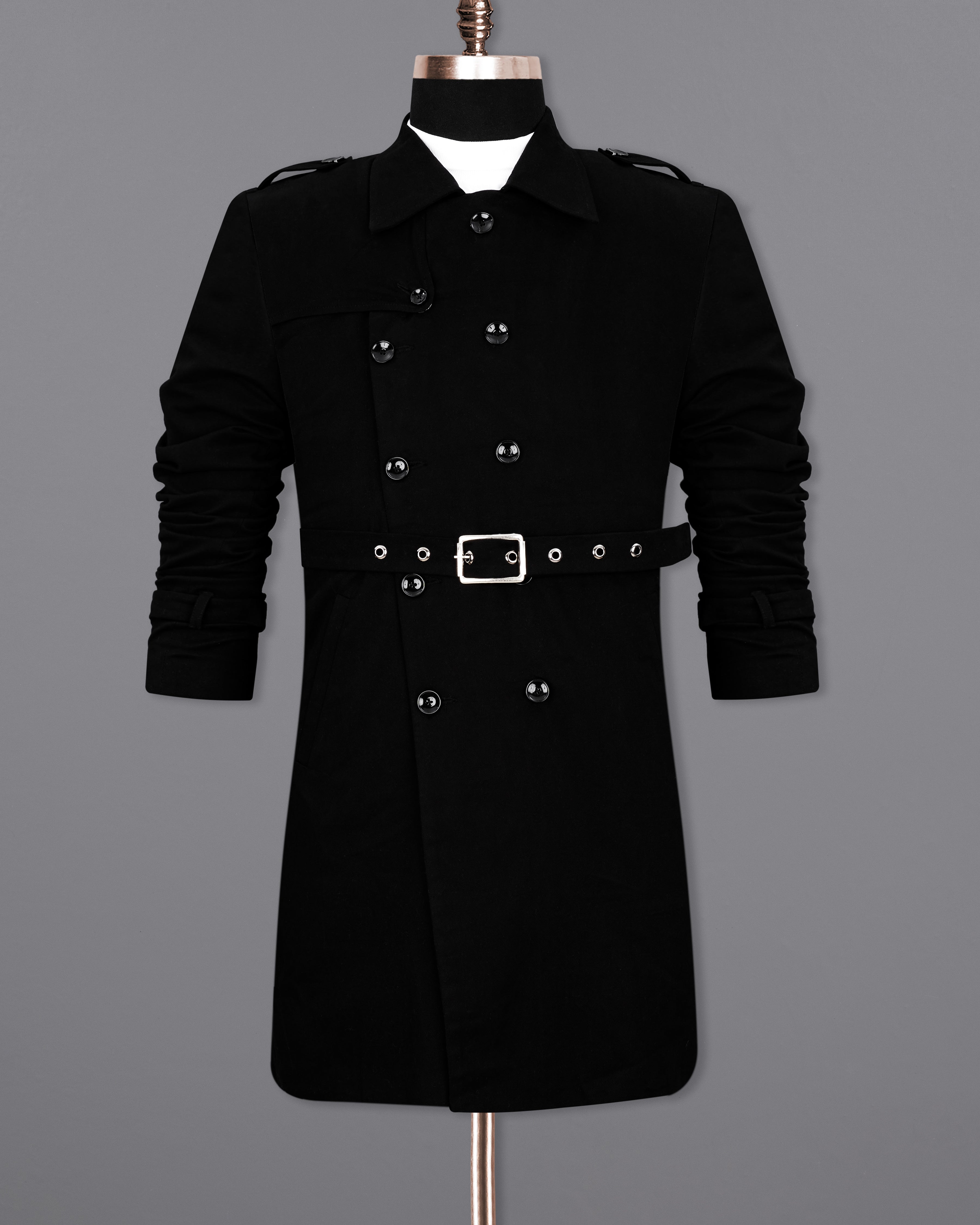 Jade Black Premium Cotton Designer Trench Coat TCB2322-D203-36, TCB2322-D203-38, TCB2322-D203-40, TCB2322-D203-42, TCB2322-D203-44, TCB2322-D203-46, TCB2322-D203-48, TCB2322-D203-50, TCB2322-D203-52, TCB2322-D203-54, TCB2322-D203-56, TCB2322-D203-58, TCB2322-D203-60