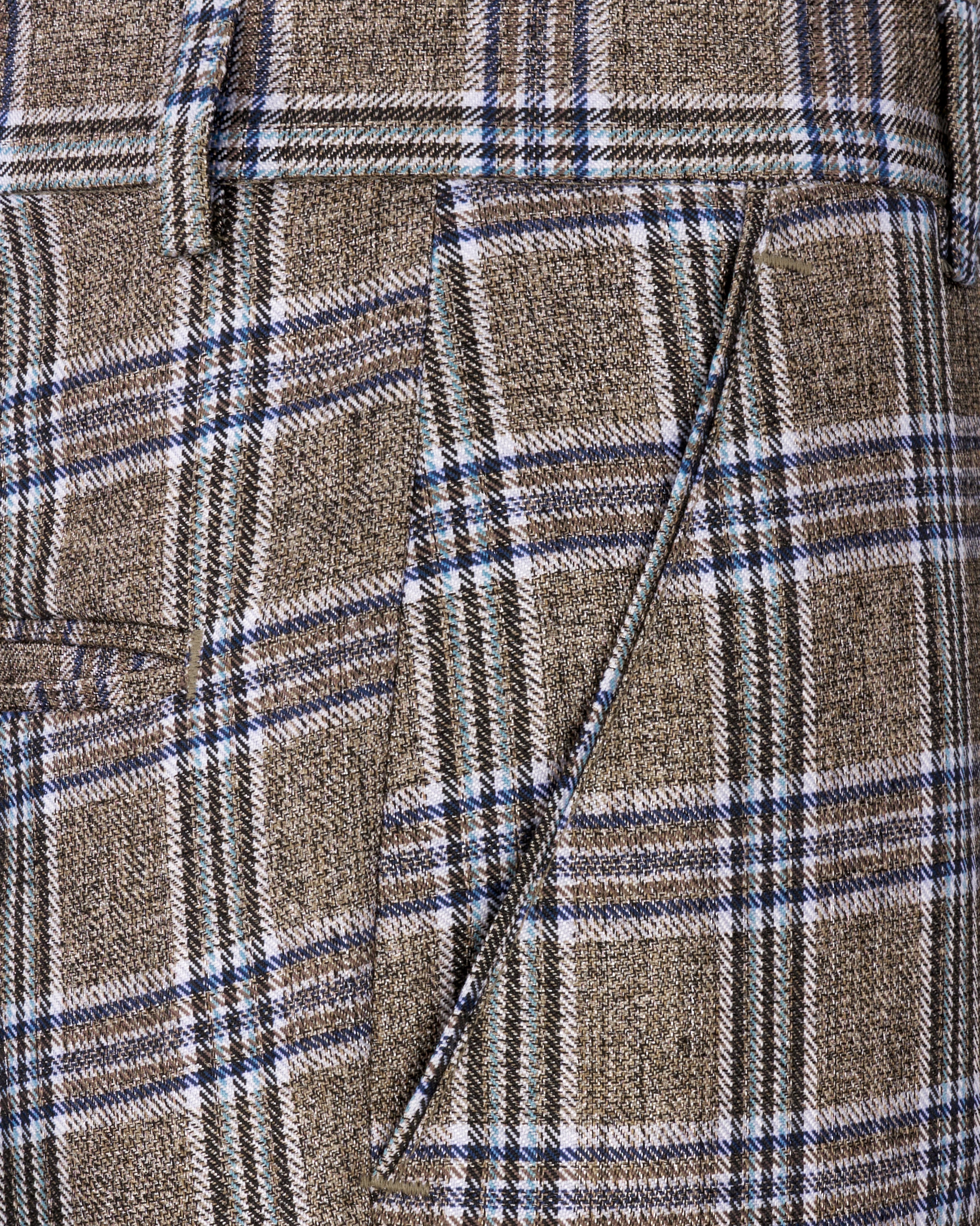 Shadow Brown with Rhino Blue Plaid Double Breasted Trench Coat With Pants TCPT2307-D74-36, TCPT2307-D74-38, TCPT2307-D74-40, TCPT2307-D74-42, TCPT2307-D74-44, TCPT2307-D74-46, TCPT2307-D74-48, TCPT2307-D74-50, TCPT2307-D74-52, TCPT2307-D74-54, TCPT2307-D74-56, TCPT2307-D74-58, TCPT2307-D74-60