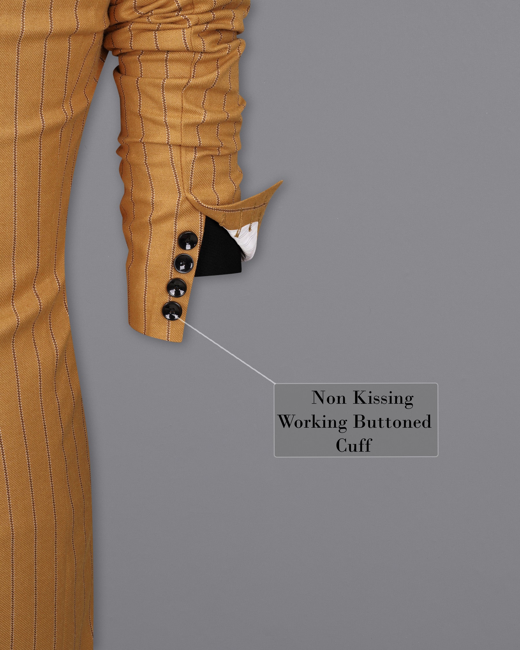 Tussock Mustard Yellow Striped Single Breasted Trench Coat With Pant TCPT2034-SB-36, TCPT2034-SB-38, TCPT2034-SB-40, TCPT2034-SB-42, TCPT2034-SB-44, TCPT2034-SB-46, TCPT2034-SB-48, TCPT2034-SB-50, TCPT2034-SB-52, TCPT2034-SB-54, TCPT2034-SB-56, TCPT2034-SB-58, TCPT2034-SB-60