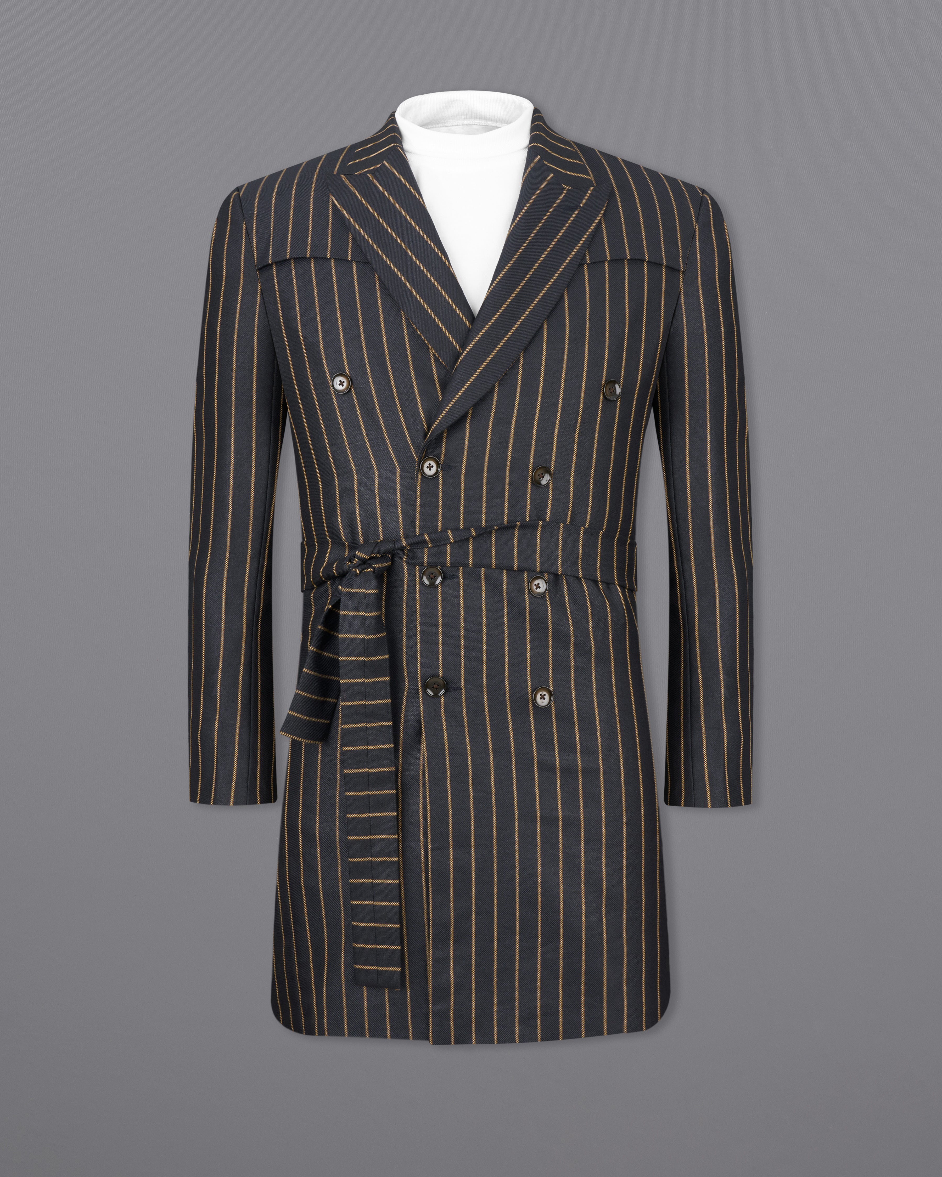 Outer Space Navy Blue Striped Double Breasted Trench Coat with Pants TCPT2527-DB-D35-36, TCPT2527-DB-D35-38, TCPT2527-DB-D35-40, TCPT2527-DB-D35-42, TCPT2527-DB-D35-44, TCPT2527-DB-D35-46, TCPT2527-DB-D35-48, TCPT2527-DB-D35-50, TCPT2527-DB-D35-52, TCPT2527-DB-D35-54, TCPT2527-DB-D35-56, TCPT2527-DB-D35-58, TCPT2527-DB-D35-60