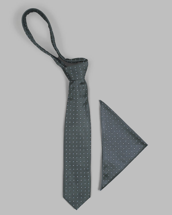 Mako Grey with Hawkes Blue Geometric Textured Tie with Pocket Square TP24