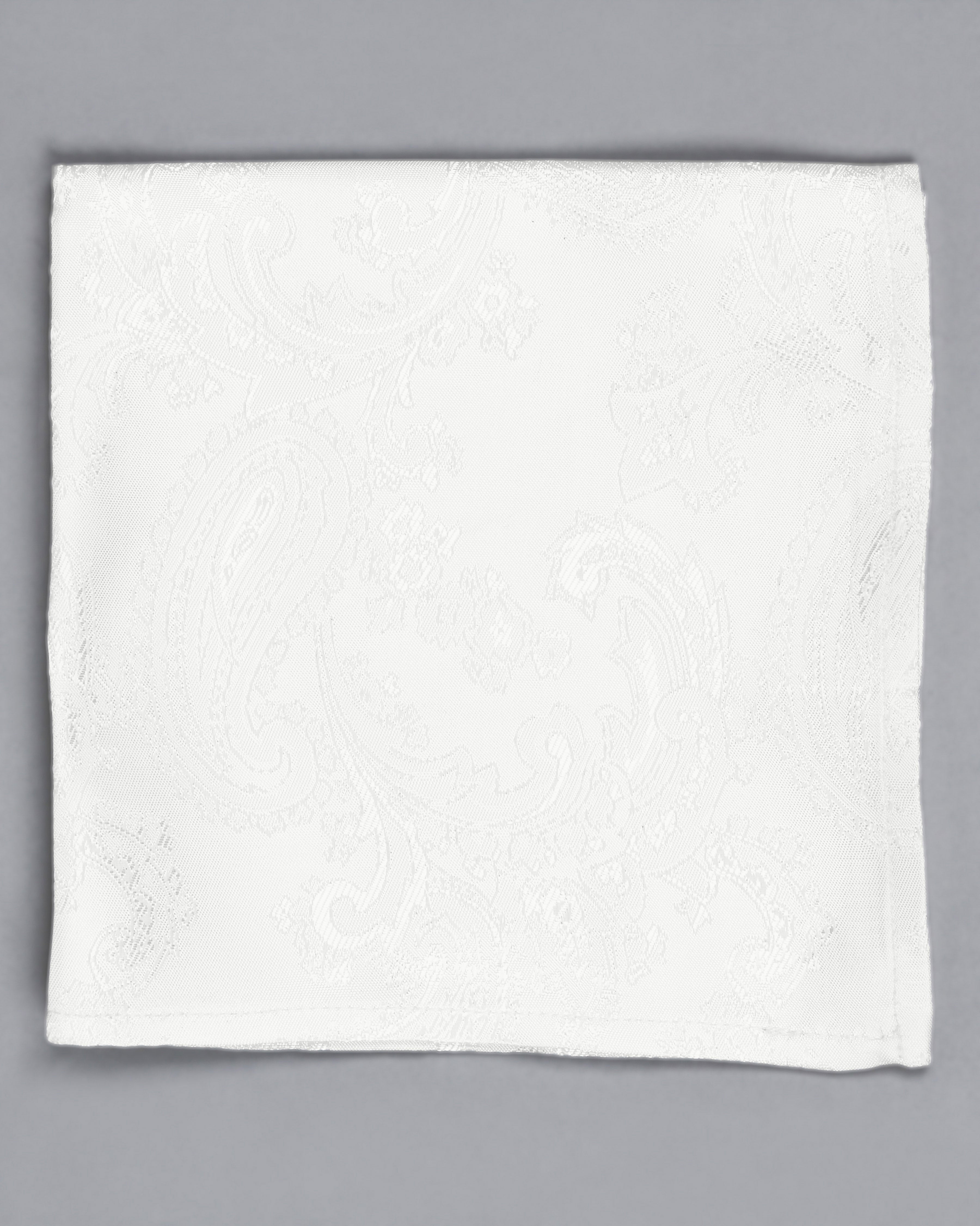 Bright White Paisley Jacquard Tie with Free Pocket square