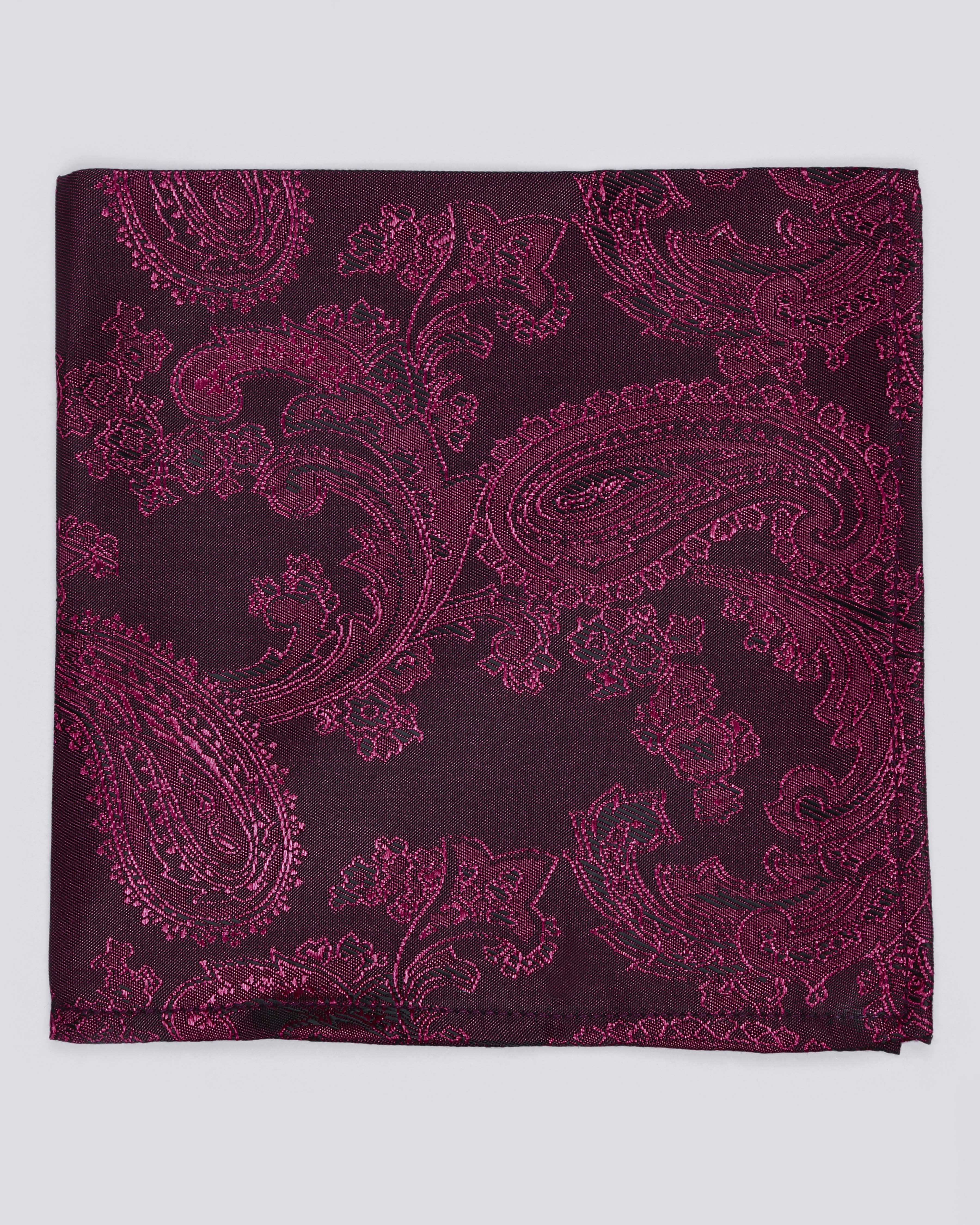 Maroon Paisley Jacquard Tie with Free Pocket square