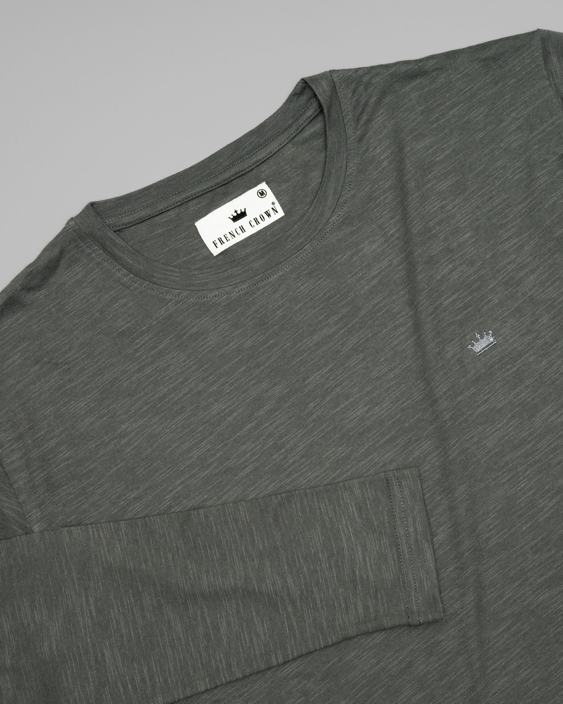 Fossil Grey Slubbed Full-Sleeve Super soft Supima Organic Cotton Jersey T-shirt TS145-XL, TS145-S, TS145-M, TS145-L, TS145-XXL