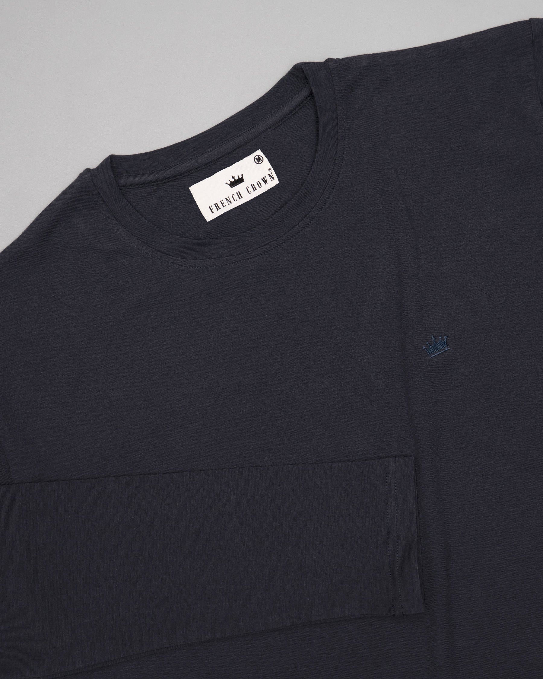 Denim Blue Slubbed Full-Sleeve Super soft Supima Organic Cotton Jersey T-shirt TS149-S, TS149-L, TS149-XL, TS149-XXL, TS149-M