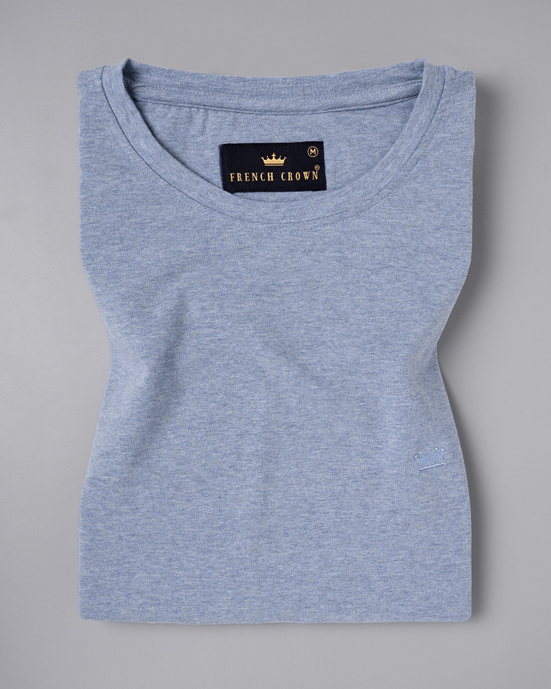 Cadet Blue with subtle Grey Slubbed Premium Cotton T-Shirt