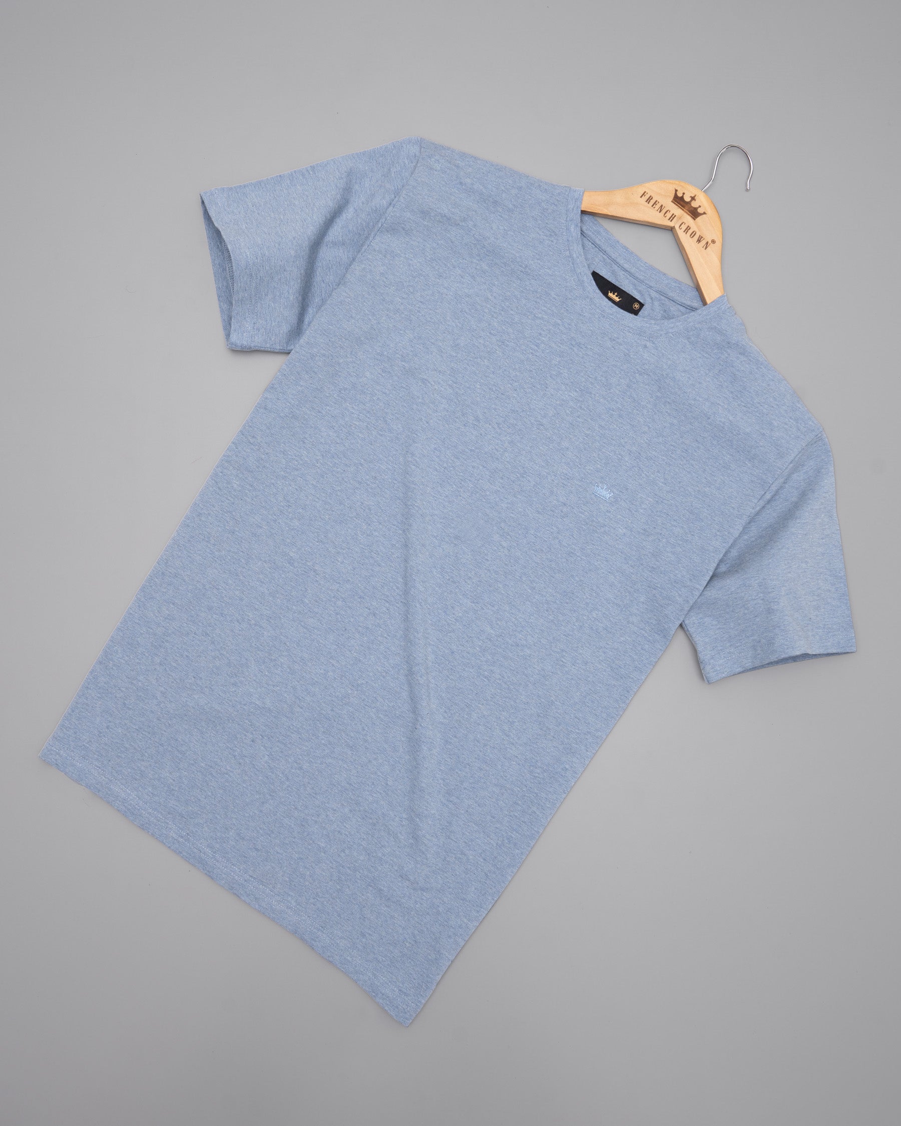 Cadet Blue with subtle Grey Slubbed Premium Cotton T-Shirt