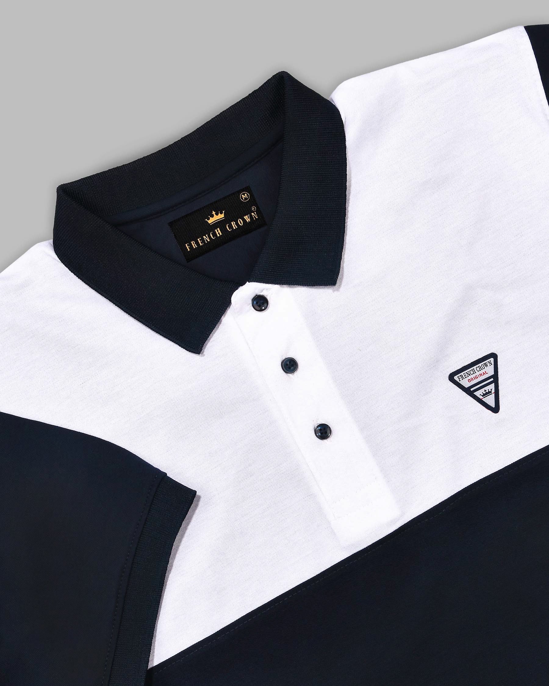 Mirage Blue with White Patch design Organic Cotton Pique Polo TS328-M, TS328-XL, TS328-XXL, TS328-S, TS328-L