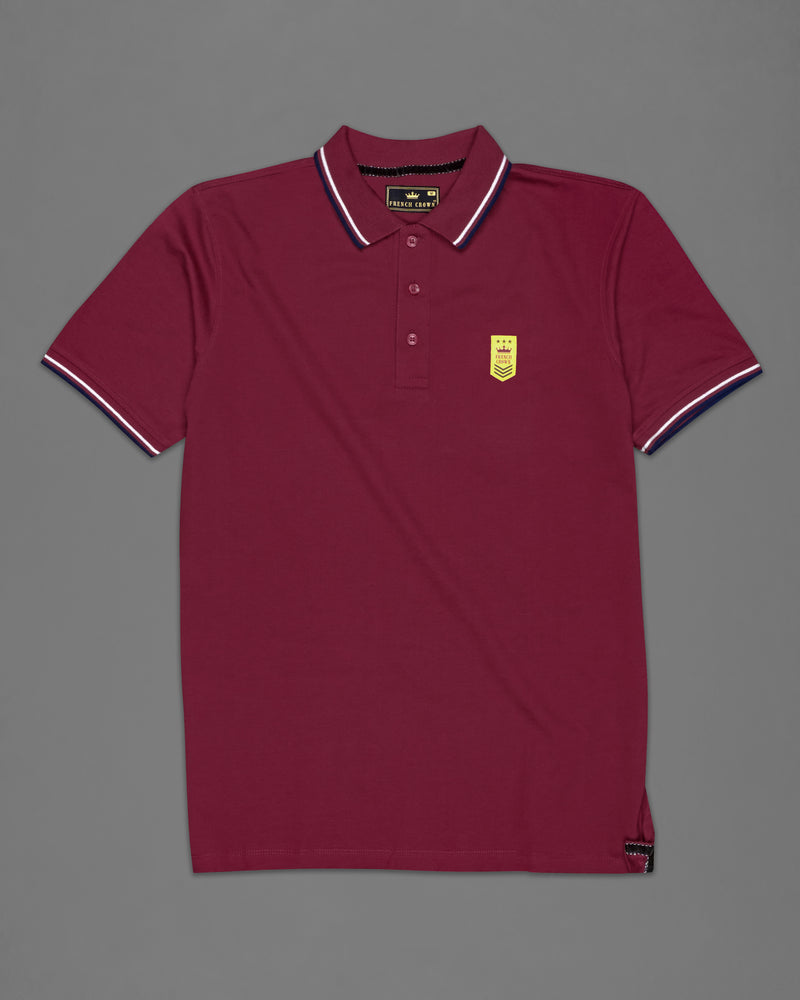CLARET RED SOLID SUPER SOFT ORGANIC COTTON MERCERISED PIQUE POLO
