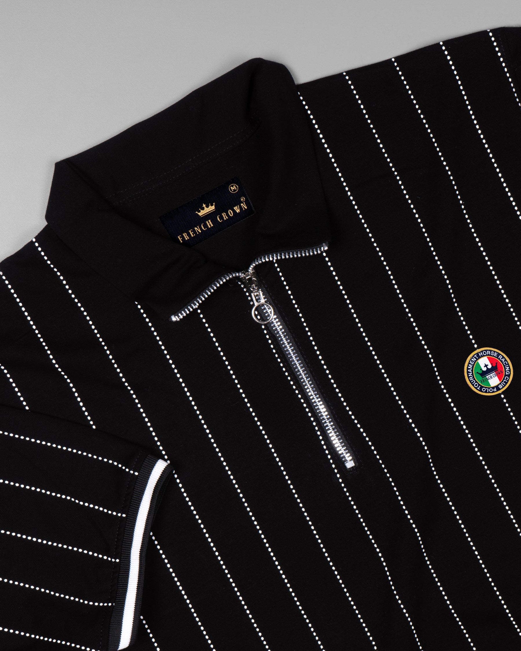 Jade Black with White Stripes Super Soft Organic Cotton Mercerised Pique Polo