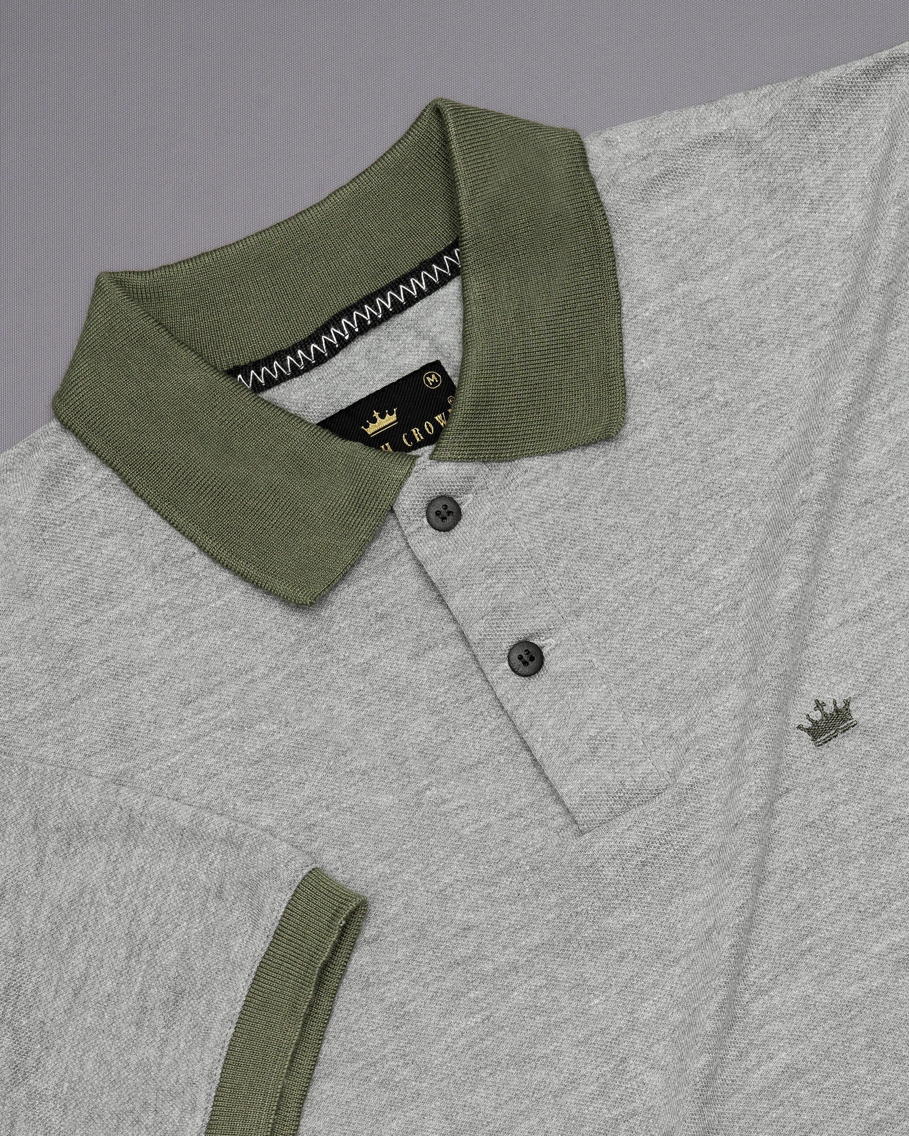 Pumice Grey with Contrast Collar Super Soft Premium Cotton Pique Polo TS371-S, TS371-M, TS371-L, TS371-XL, TS371-XXL