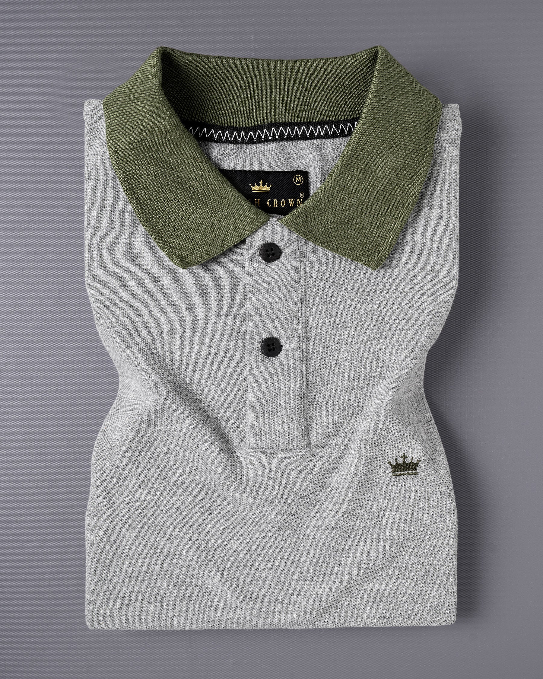 Pumice Grey with Contrast Collar Super Soft Premium Cotton Mercerised Pique Polo