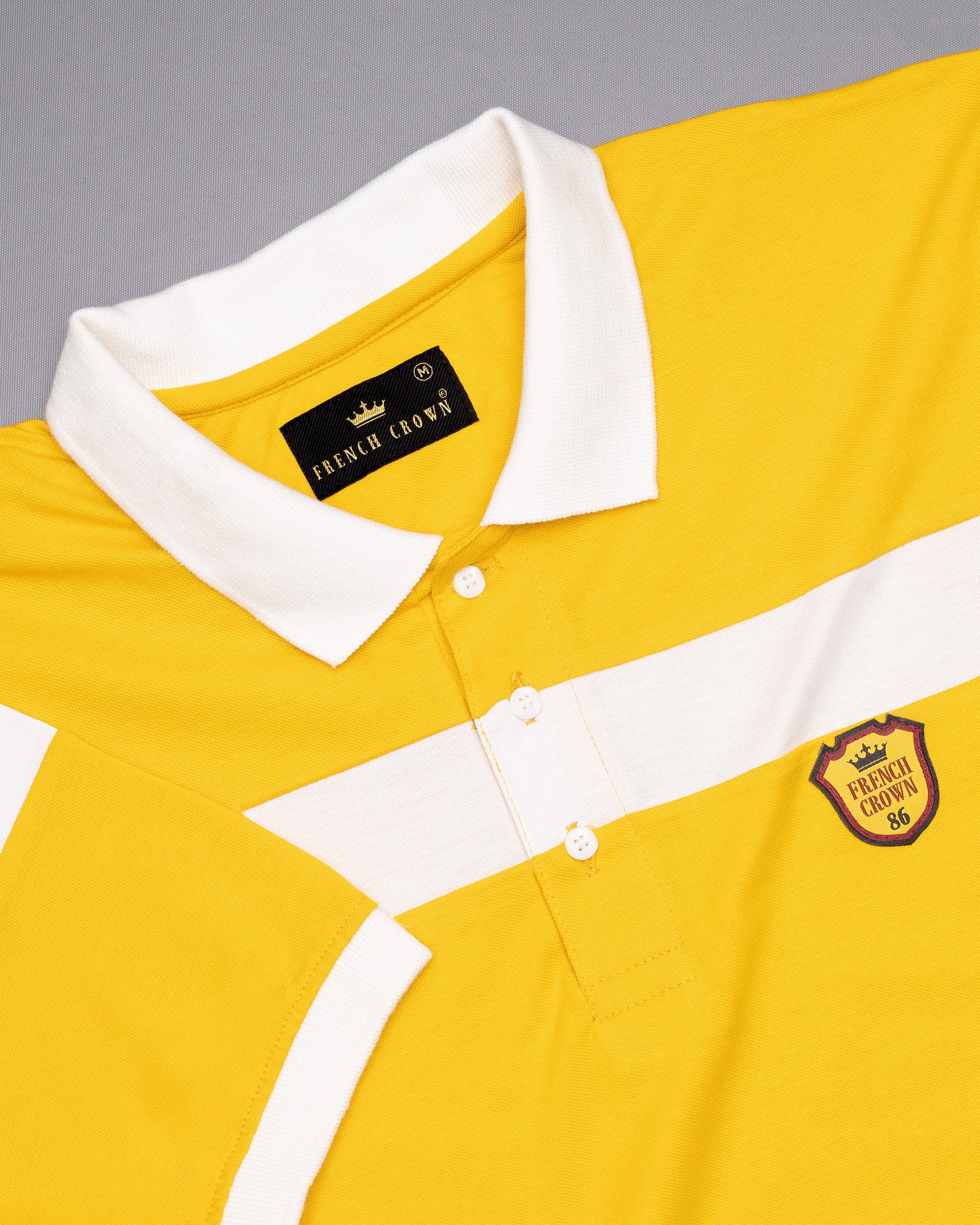 Sunglow Yellow with White Chest Patch Super Soft Premium Cotton Pique Polo TS393-S, TS393-M, TS393-L, TS393-XL, TS393-XXL