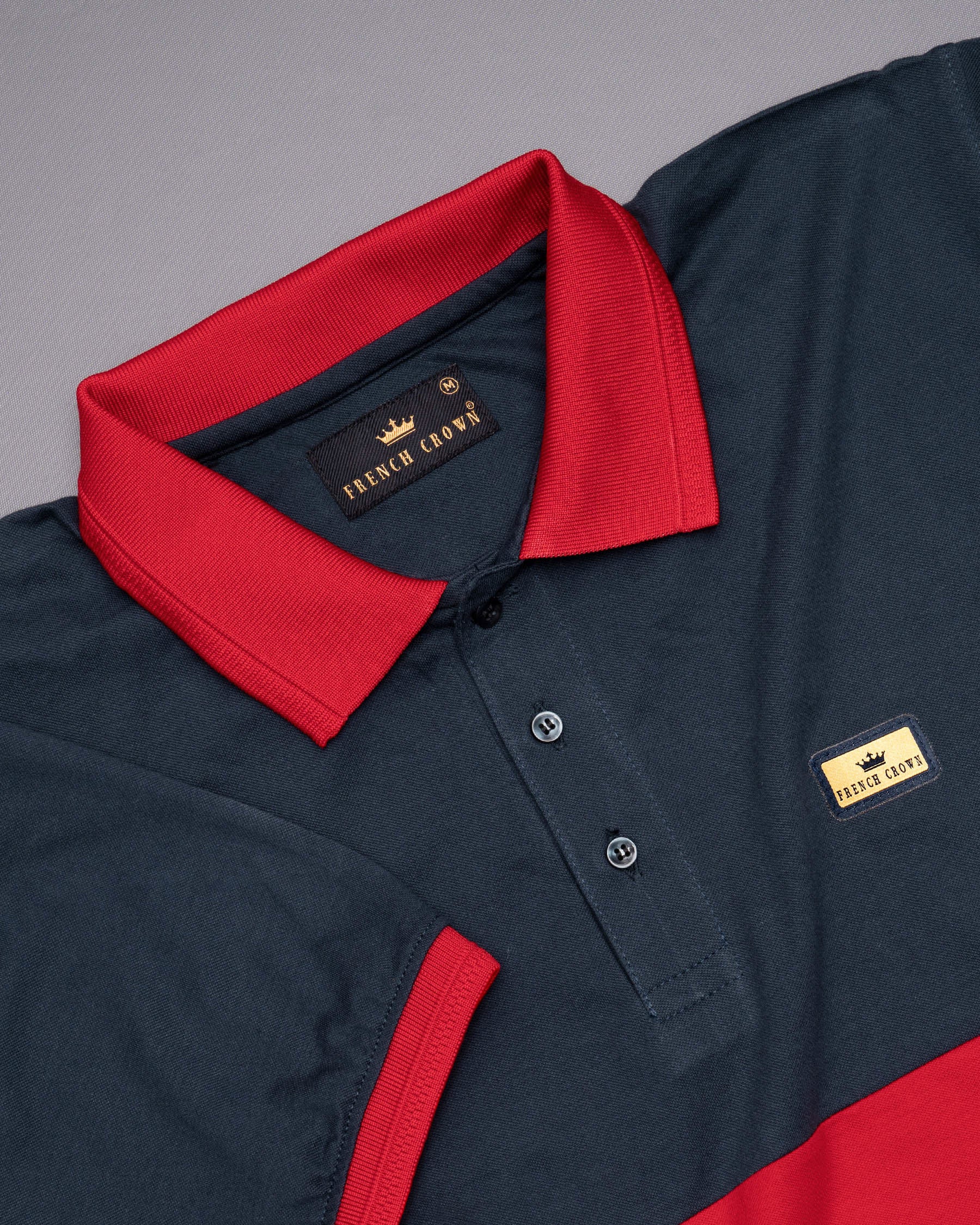 Navy Blue with Shiraz Red Super Soft Premium Cotton Mercerised Pique Polo