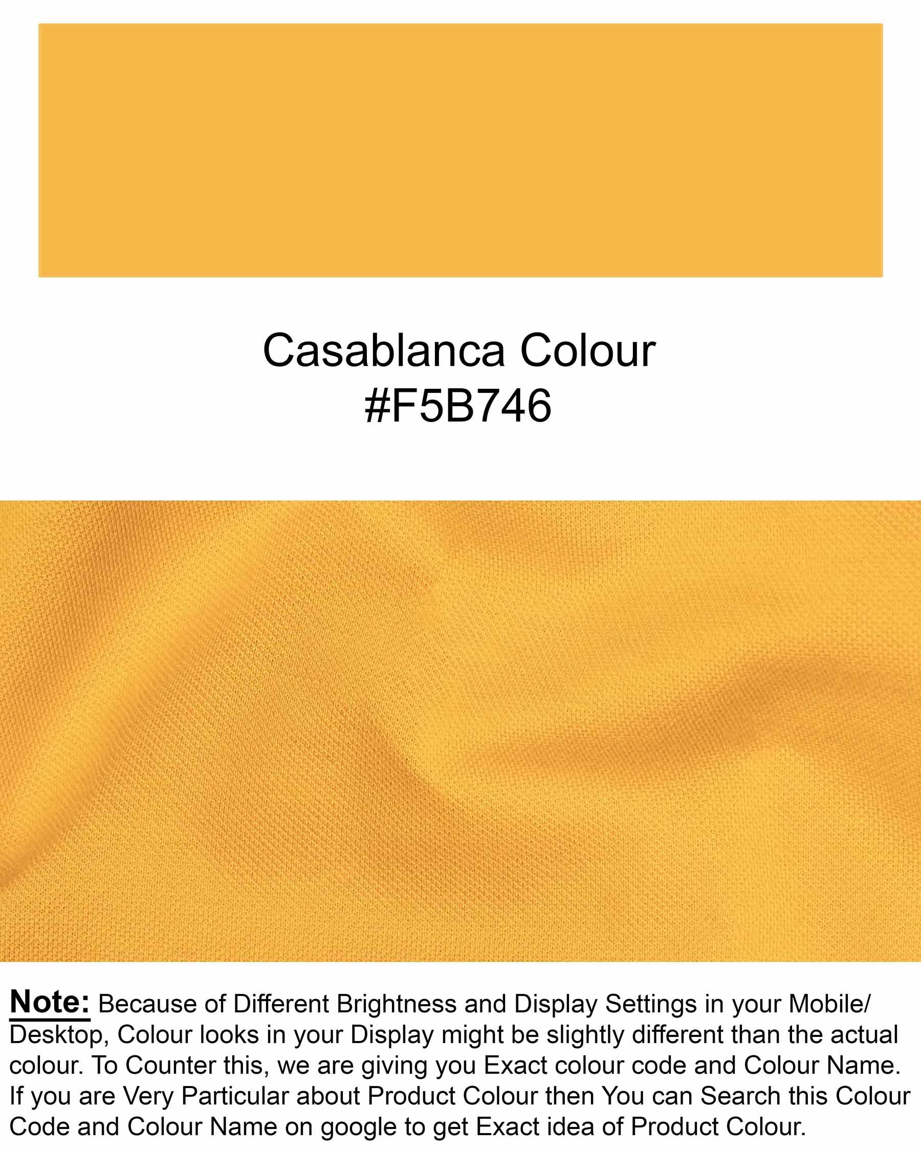 Casablanca Yellow Super Soft Premium Cotton Pique Polo TS438-S, TS438-M, TS438-L, TS438-XL, TS438-XXL, TS438-3XL, TS438-4XL