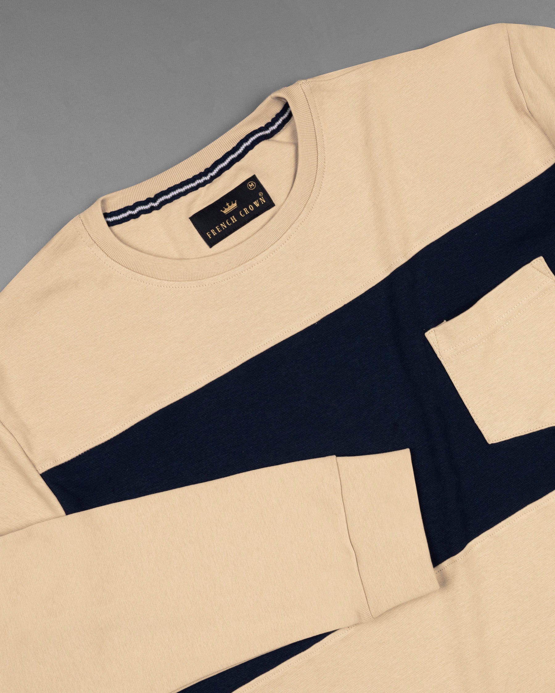 Indian Khaki and Mirage Blue Full Sleeves Super Soft Premium Round