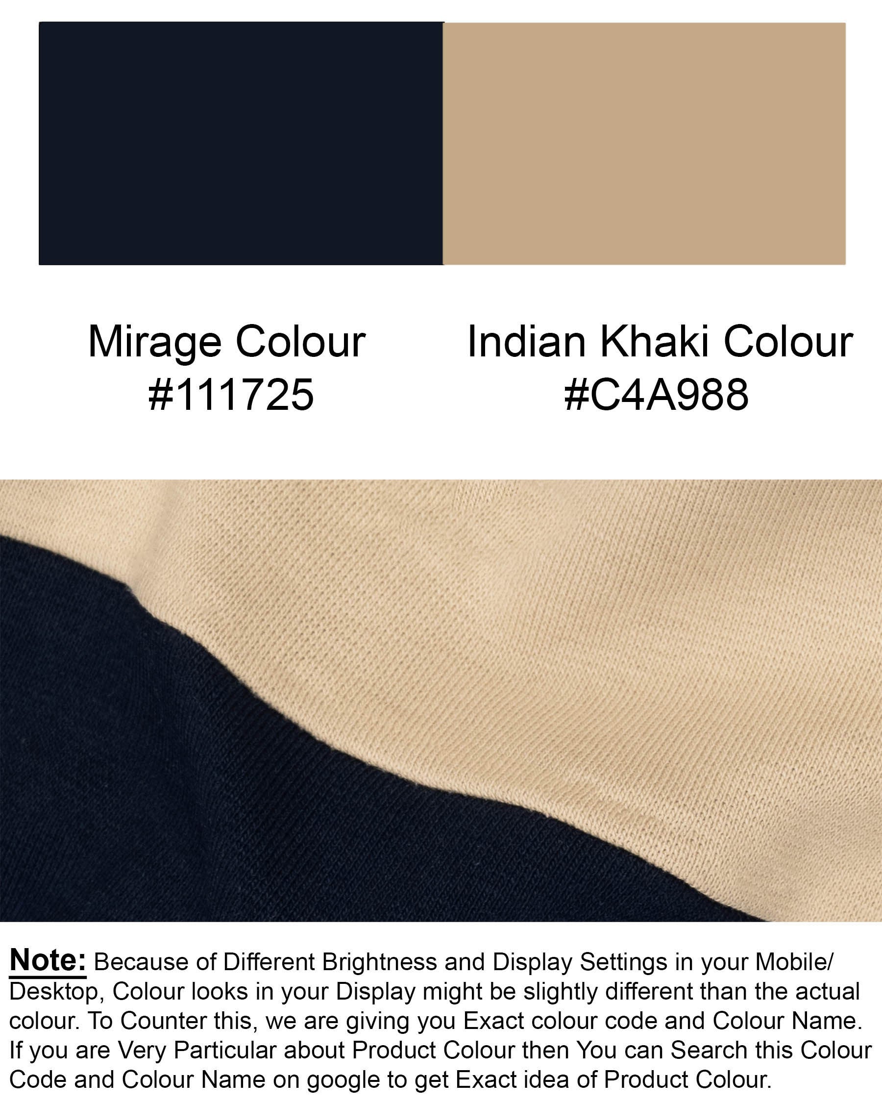 Indian Khaki and Mirage Blue Full Sleeve Premium Cotton Jersey Sweatshirt TS501-S, TS501-M, TS501-L, TS501-XL, TS501-XXL