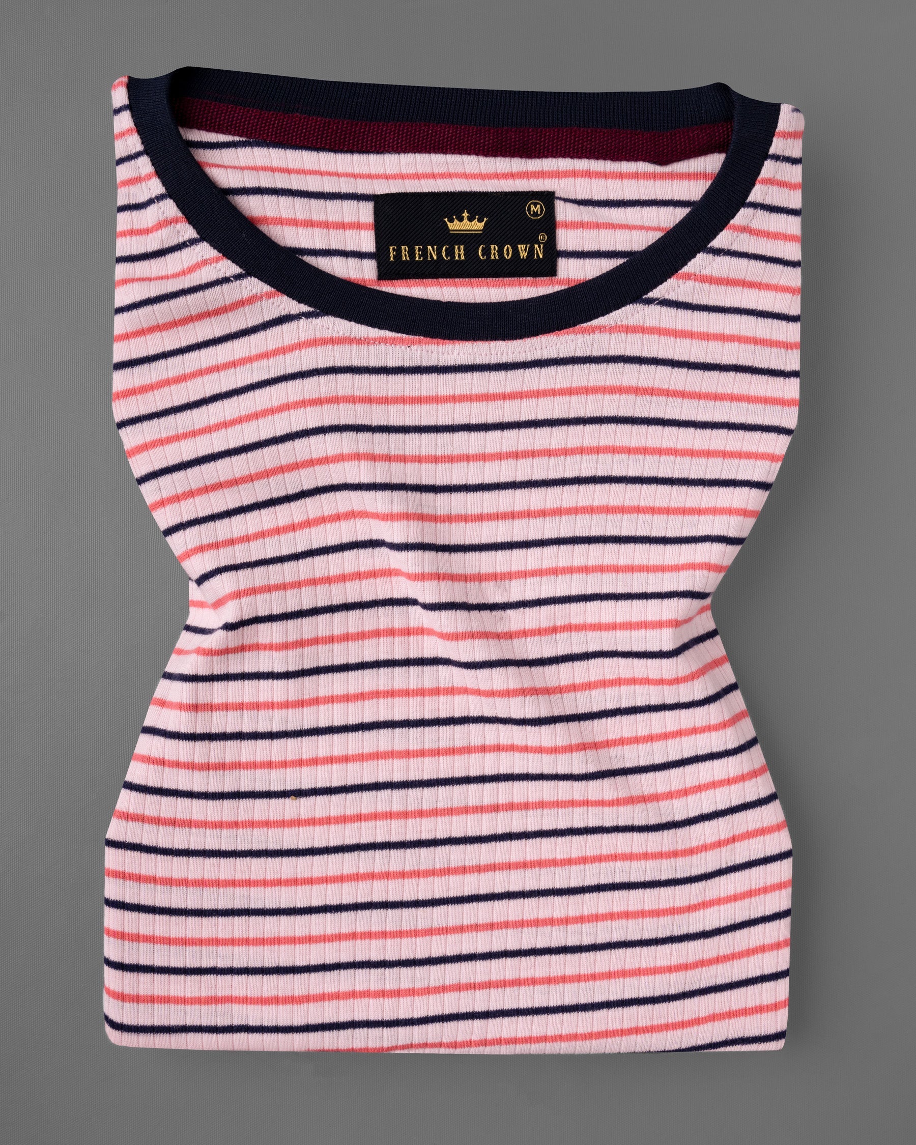 Melanie Striped Dobby Textured Super Soft Premium Cotton T-Shirt TS521-S, TS521-M, TS521-L, TS521-XL, TS521-XXL