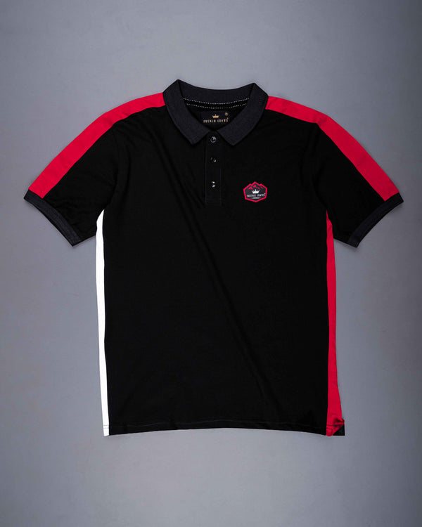 Jade Black with Red and White Color Block Super Soft Pique Polo T Shirt TS538-S, TS538-M, TS538-L, TS538-XL, TS538-XXL
