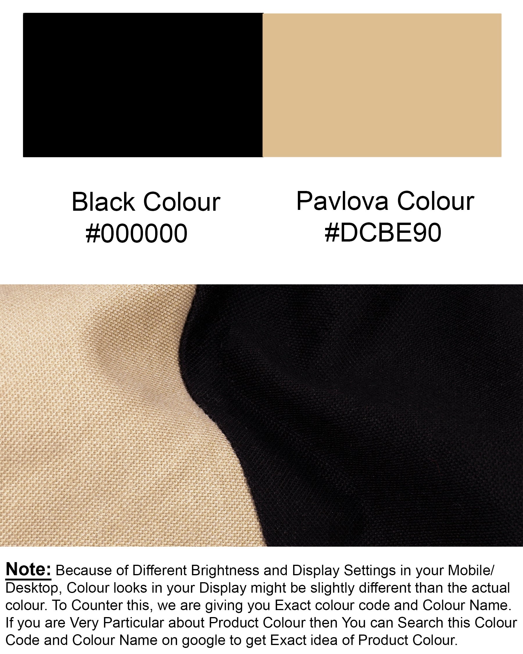 Black and Pavlova Beige Super Soft Organic Mercerised Pique Polo TS564-S, TS564-M, TS564-L, TS564-XL, TS564-XXL