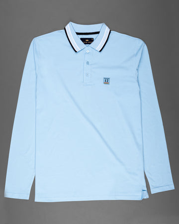 Pale Cerulean Blue Full sleeve Premiums Cotton Pique Polo  TS565-S, TS565-M, TS565-L, TS565-XL, TS565-XXL, TS565-3XL, TS565-4XL
