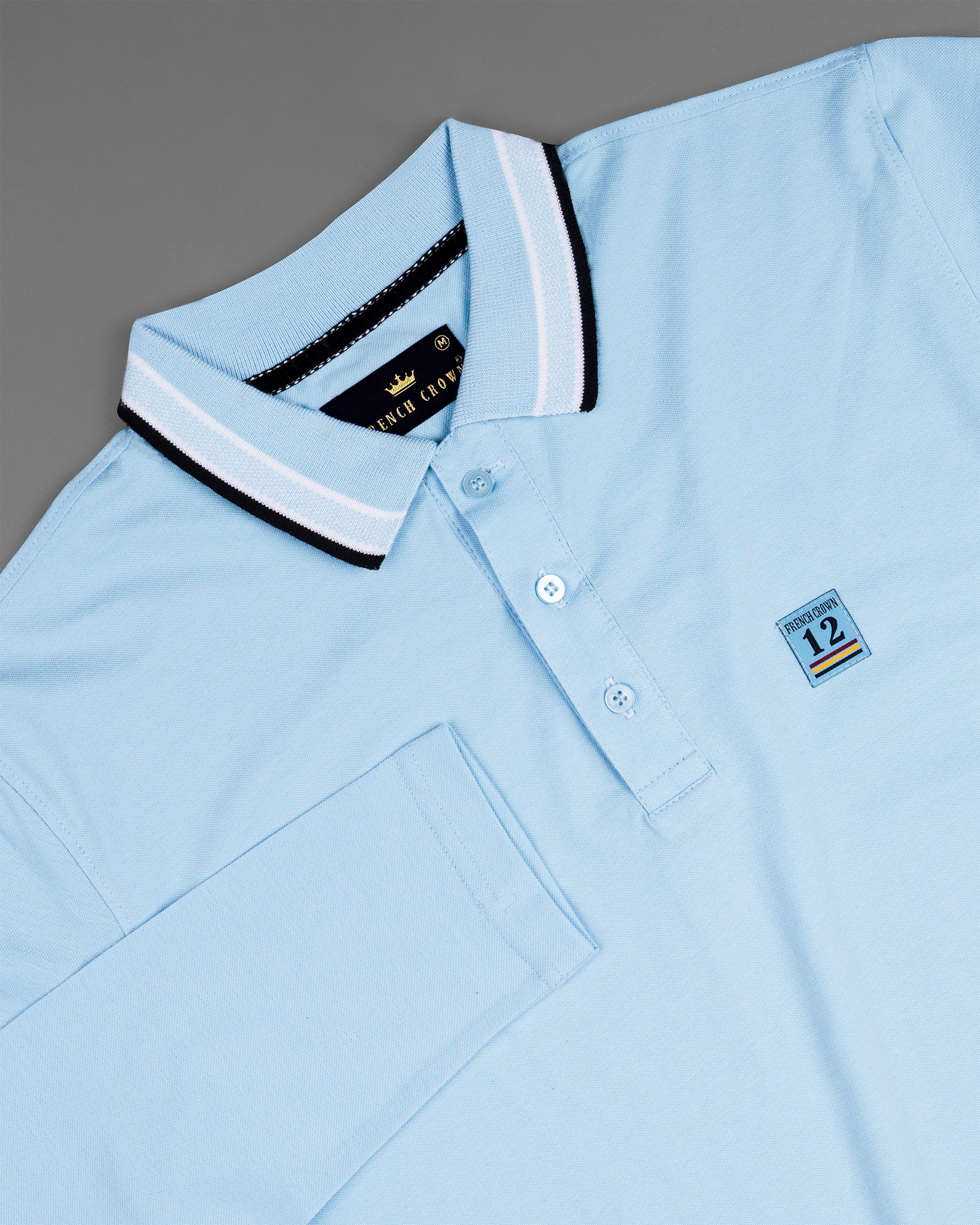 Pale Cerulean Blue Full sleeve Premiums Cotton Pique Polo  TS565-S, TS565-M, TS565-L, TS565-XL, TS565-XXL, TS565-3XL, TS565-4XL