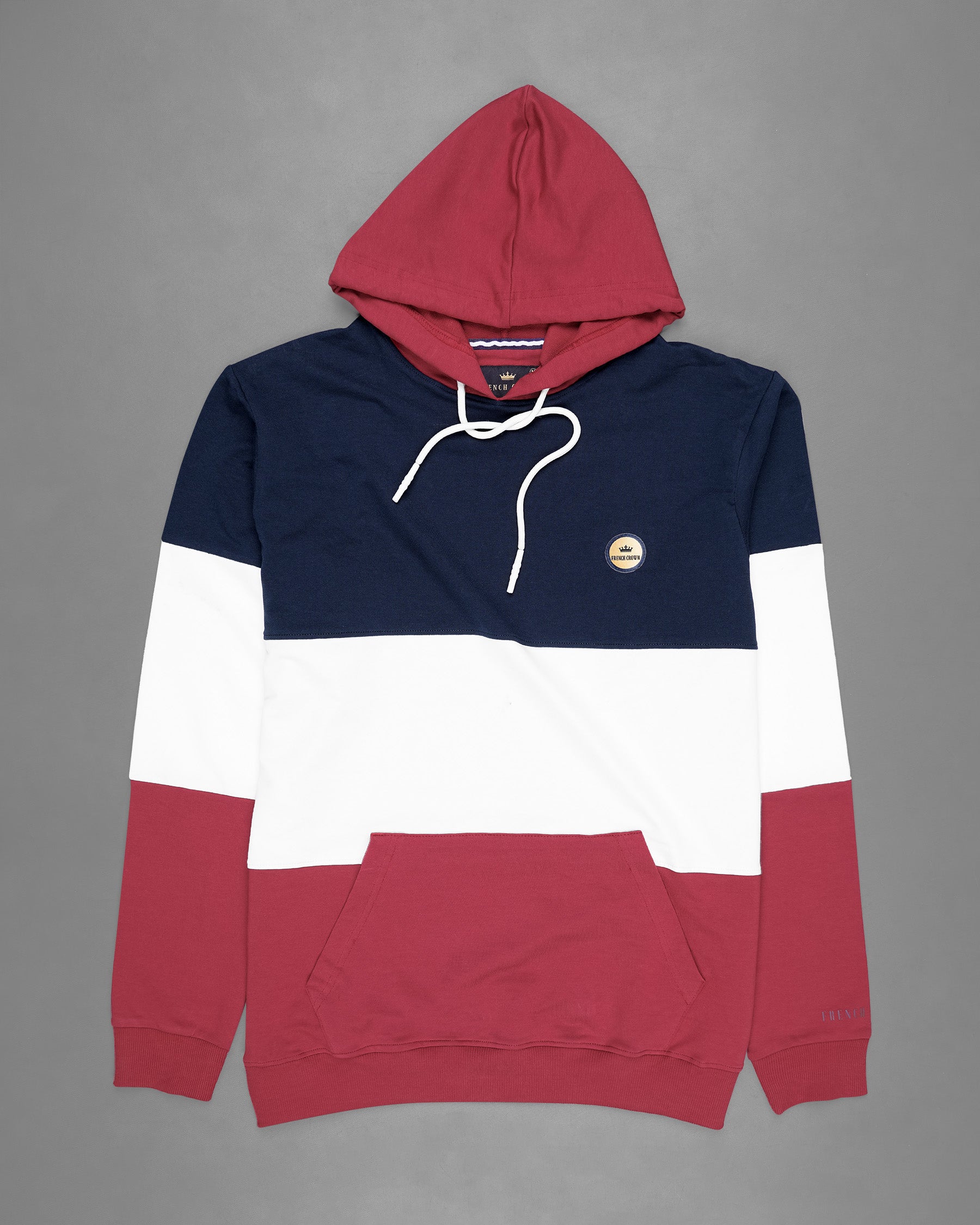 Blue white and top red hoodie