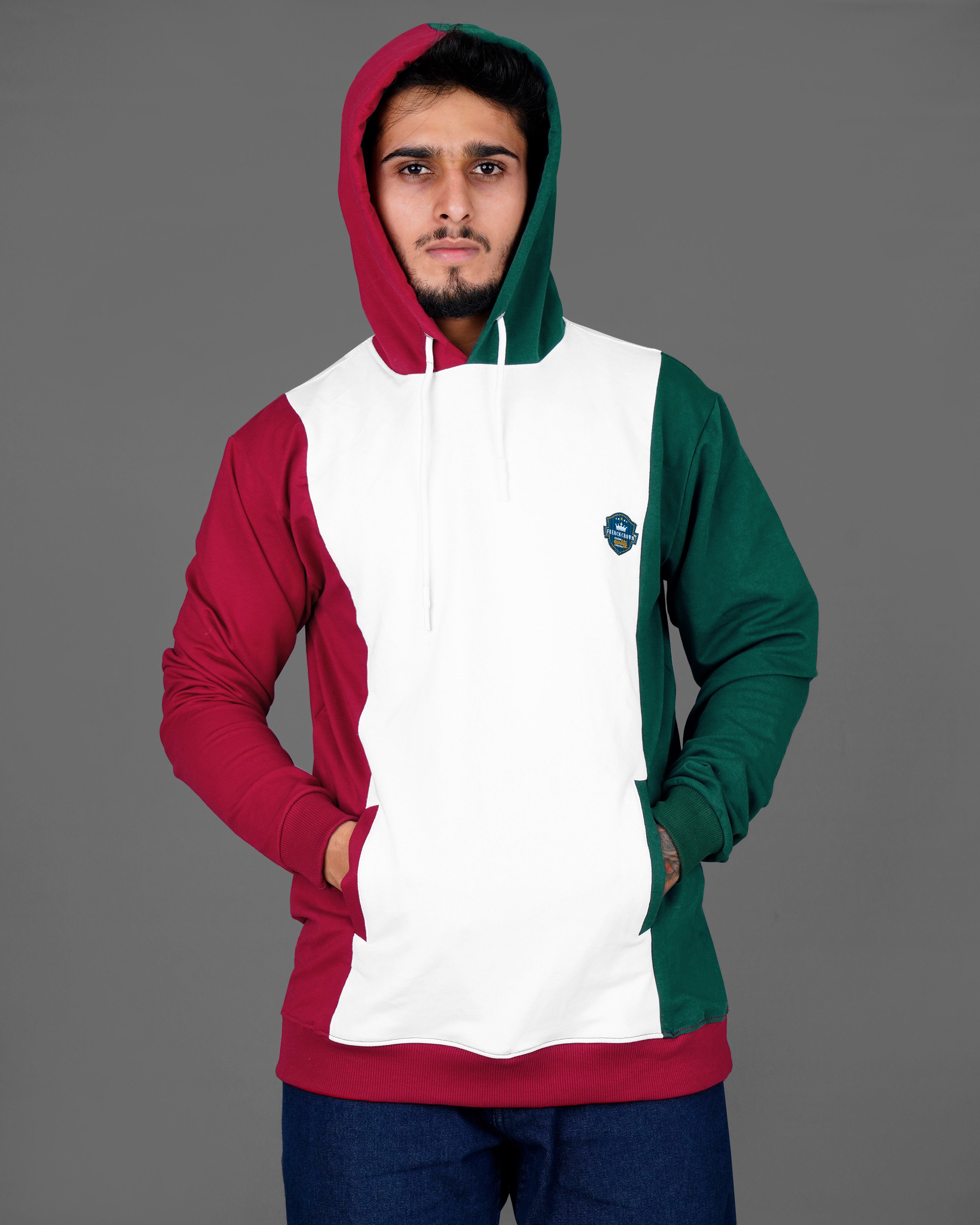 White and red hot sale hoodie mens