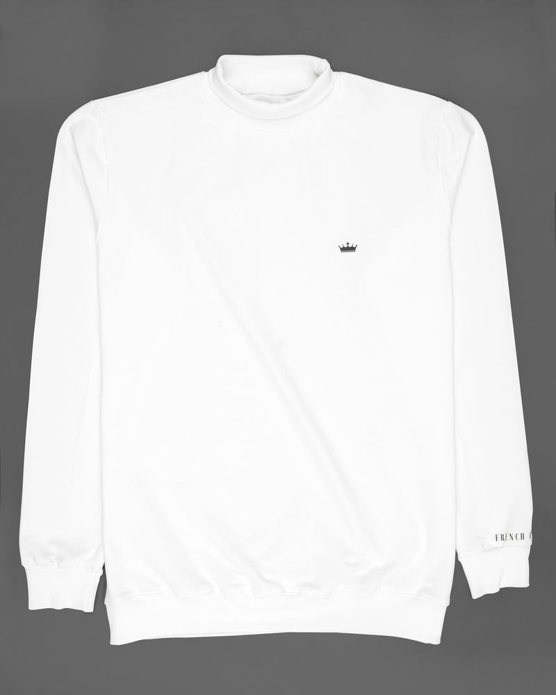 BRIGHT WHITE SUPER SOFT PREMIUM COTTON TURTLENECK PULLOVER