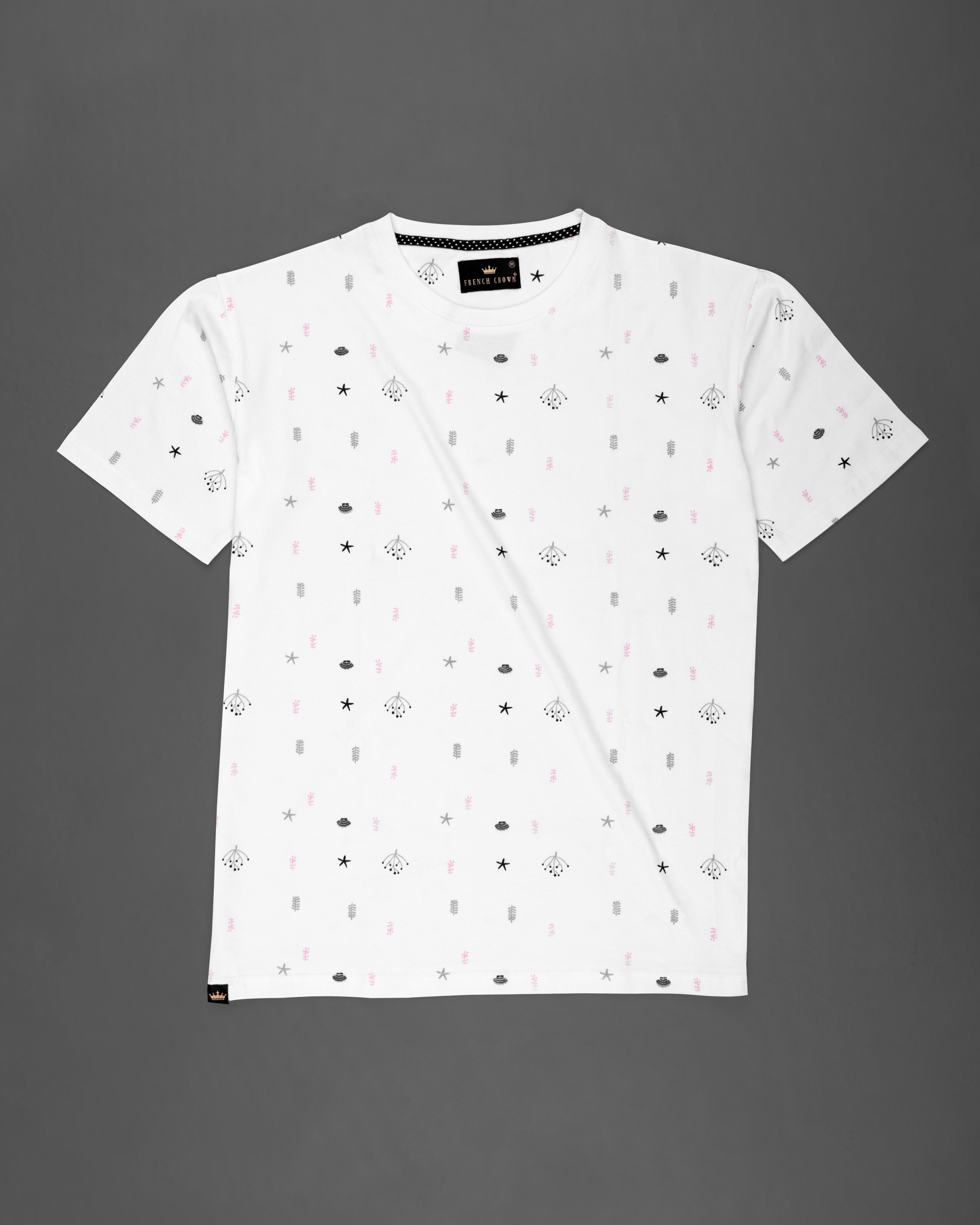 Bright White Printed Organic Cotton T-shirt with Premium Cotton Shorts Combo TS661-SR175-S, TS661-SR175-M, TS661-SR175-L, TS661-SR175-XL, TS661-SR175-XXL