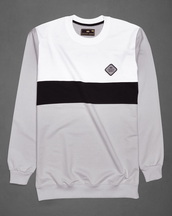 Cloud Gray with White and Black Block Pattern Pique Sweatshirt TS667-S, TS667-M, TS667-L, TS667-XL, TS667-XXL