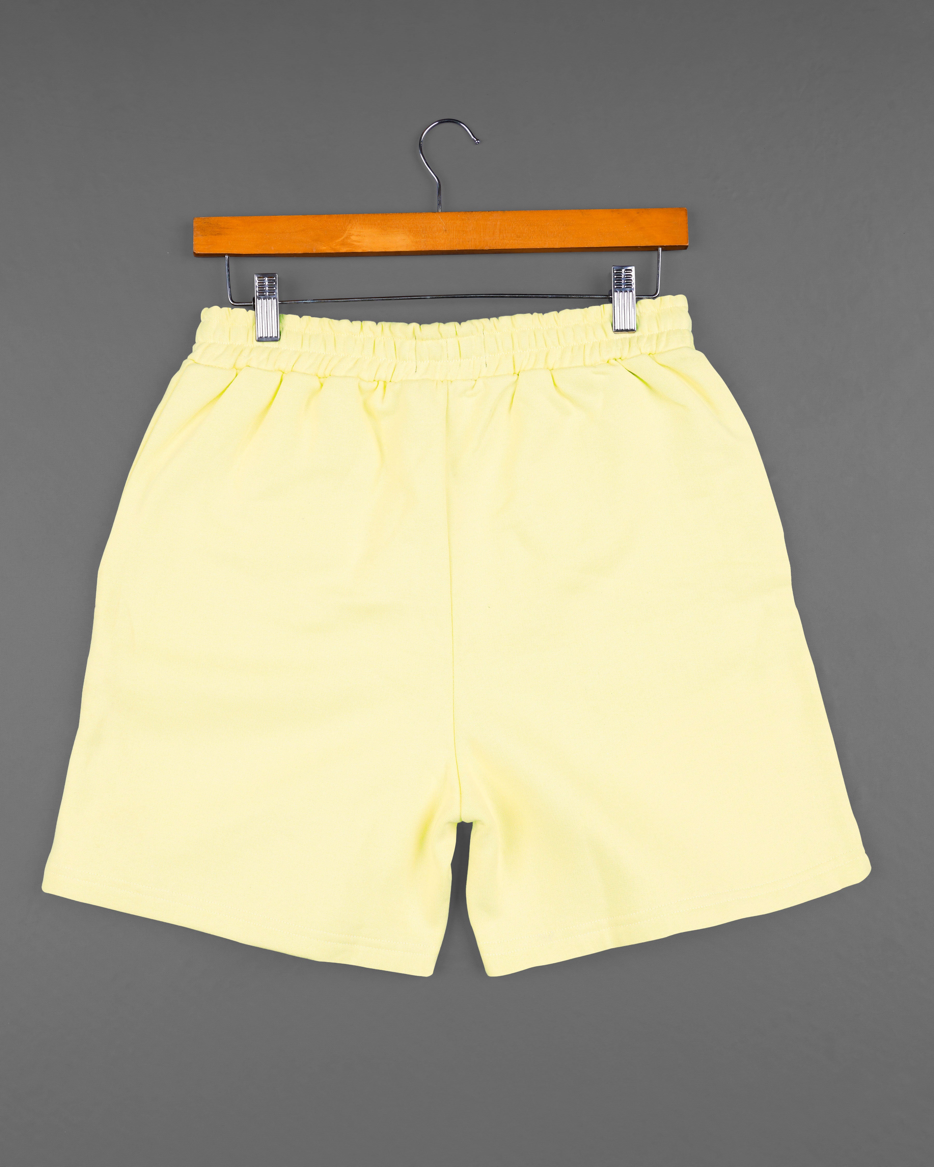 Beeswax Yellow Premium Cotton T-shirt with Shorts Combo TS697-SR172-S, TS697-SR172-M, TS697-SR172-L, TS697-SR172-XL, TS697-SR172-XXL