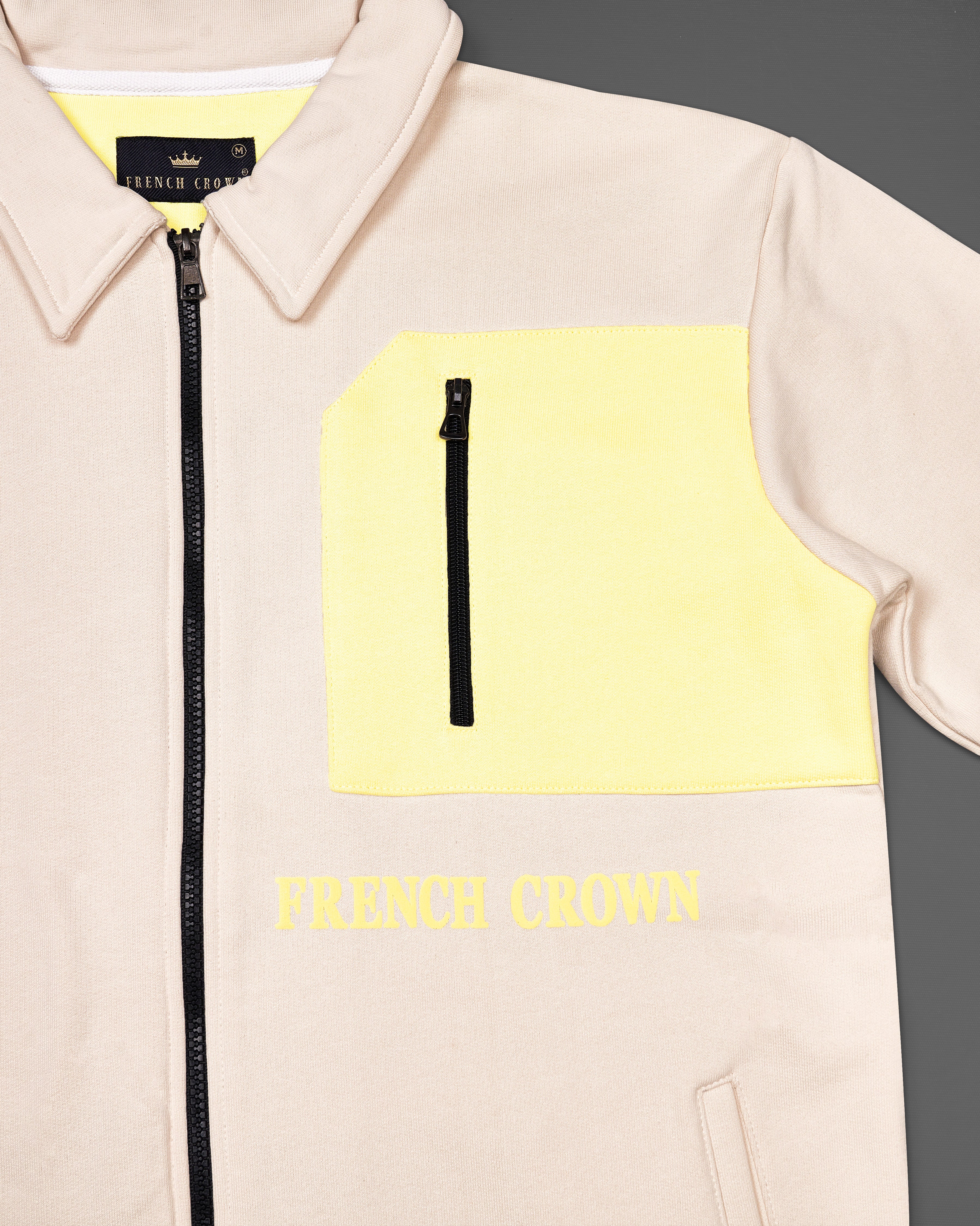 Bizarre Cream with Colonial Yellow Pique Polo Heavy weight Sweatshirt with Zipper Closure TS701-S, TS701-M, TS701-L, TS701-XL, TS701-XXL