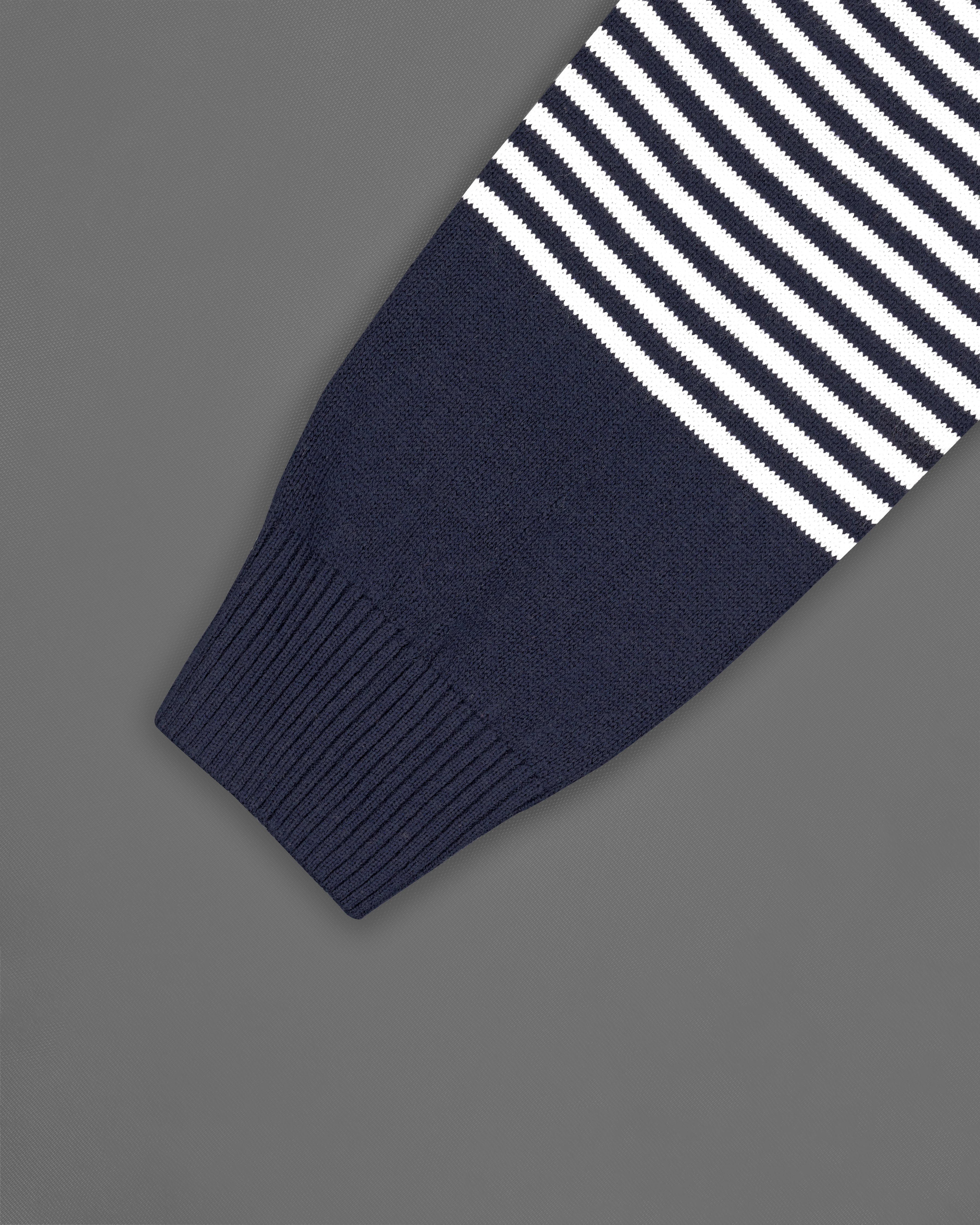 Ebony Navy Blue with Carmine Red and White Striped Premium Interlock Cotton Fabric Sweatshirt TS702-S, TS702-M, TS702-L, TS702-XL, TS702-XXL