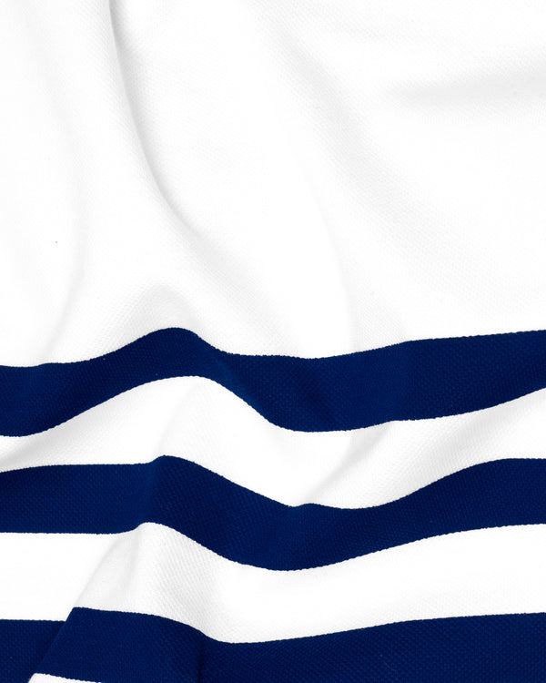 Bright White Multicolour Thick Striped Organic Cotton Mercerised Pique Polo TS818-S, TS818-M, TS818-L, TS818-XL, TS818-XXL
